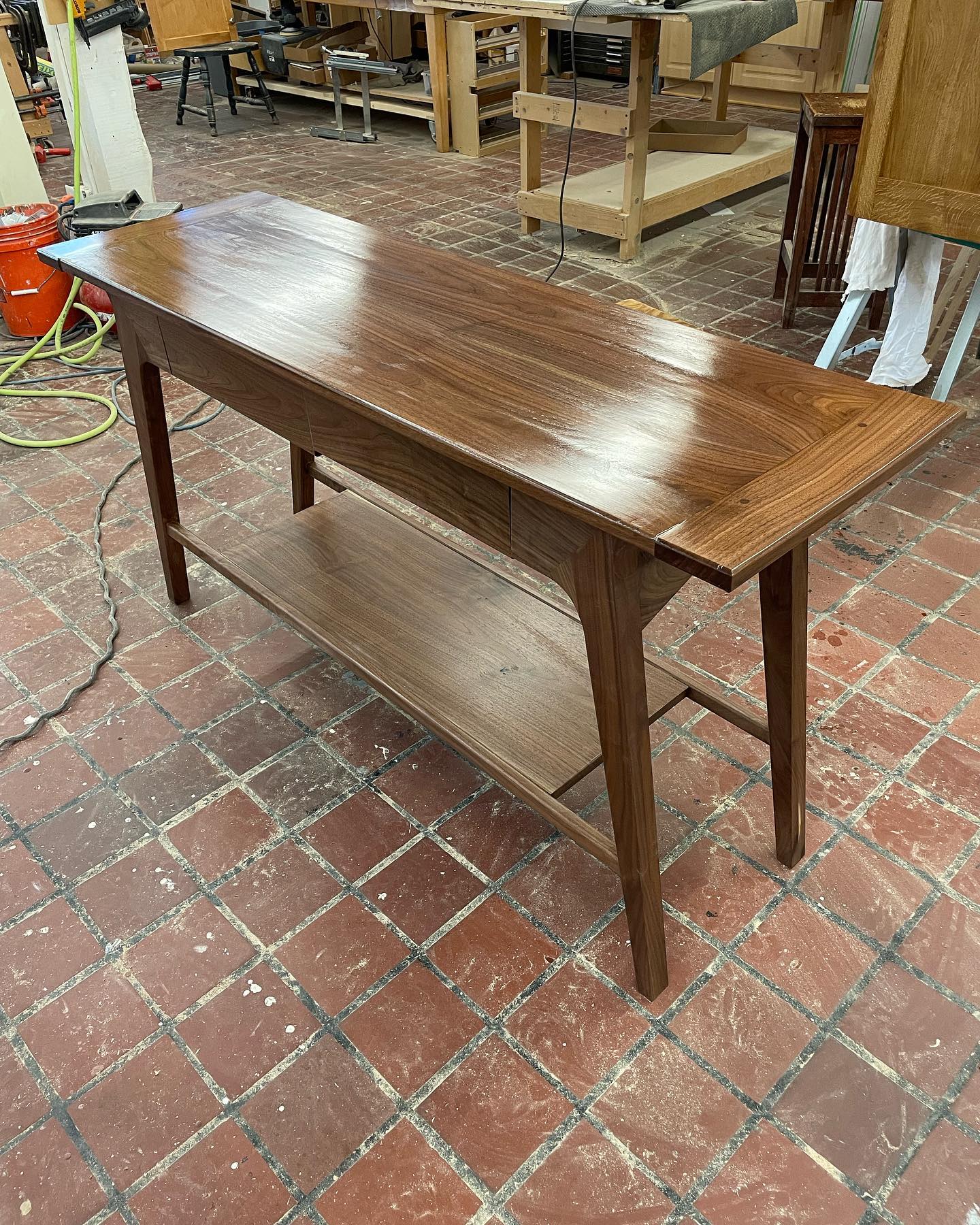 Mid century (in the mode of Drexel) console table in walnut
