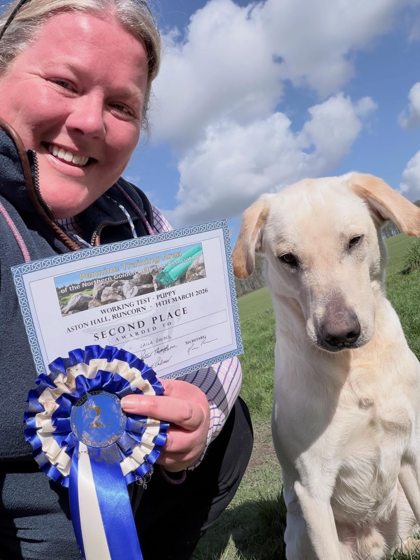 A fantastic day out at Pennine Training Area yesterday with Mac (Emmanygan Douglas) placing 2nd in his first Puppy Test with 76/80, just one point behind the winner in a card of 18 pups 🥈
A lovely set of tests making super use of the grounds including a true blind in woodland, mark & replace, walked-up steadiness and a double mark in undulating woodland. Thank you to the club for running a great day and to all the judges and helpers who give up their time to make it possible for everyone. Congratulations to all in the awards.
We very nearly didn’t go as I wasn’t sure he was ready and didn’t want to over face him, but decided to enter at the final hour knowing of we would have a nice day at Pennine and catch up with friends!
Really pleased with him and how he handled the tests with confidence and maturity for a young dog. Fairly consistent scores of 19/20/19/18. Very proud of him and looking forward to the next stages of his training. Mac on the other hand has no idea what he’s done and was very happy to share my tuna roll 😂😂
Thank you to @poppy.philp08 for holding the dogs and being the organised one and thanks to the husband for holding the fort at home while we go off on our jollys round the country
Brand Ambasadors for @ruffandtumbledogcoats
Supported by @axels_elixir
#workingtest #puppy #gundog #gundogtraining #labrador