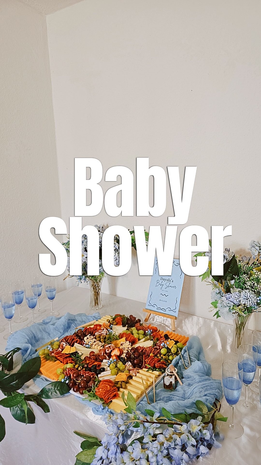 Welcome Drinks & Grazing Platter to start off the Garden Afternoon Tea Baby Shower 🩵
20x20” Grazing Platter now available to order - feeds 15-20 ✨
We can supply drinks (alcoholic & non-alcoholic) as well as champagne flutes and wine glasses for small Events. 🥂