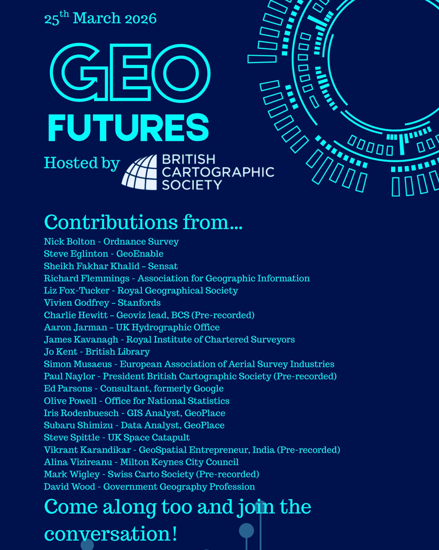 Contributors to the day of workshops and discussions include Nick Bolton - Ordnance Survey, Liz Fox-Tucker - Royal Geographical Society, Richard Flemmings - Association for Geographic Information and many more.
Tickets for the day including lunch and drinks from £40.
https://lnkd.in/ehQhZsMU
#geofutures #geoviz