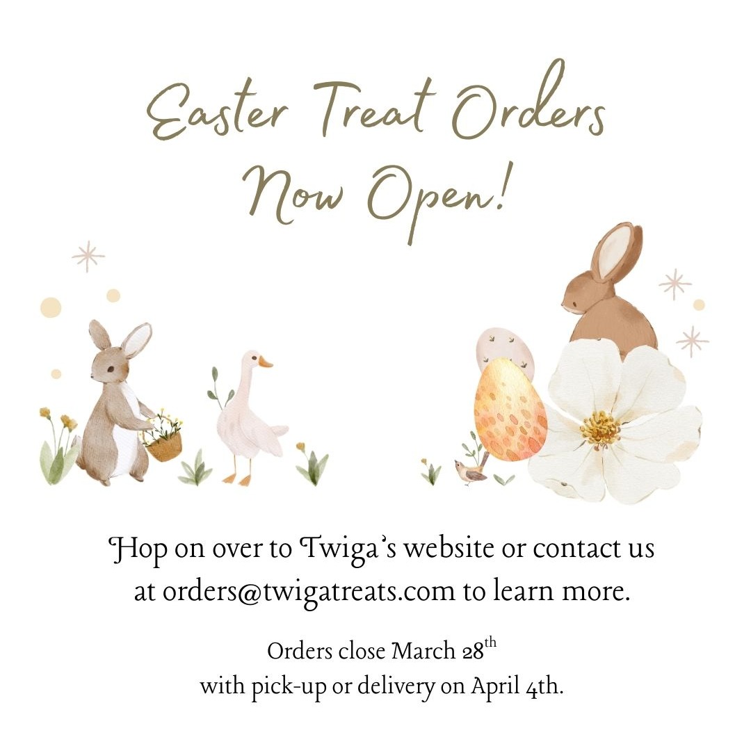 🐣 Easter orders are LIVE! 🍪🌸
Twiga Treats’ Easter cookie collections are now available, featuring handcrafted favorites like sablés, hobnob bars, chocolate chip cookies, raspberry Linzers, lemon bars, and adorable bunny & chick sugar cookies. Perfect for Easter baskets, gifting, and spring gatherings.
✨ Custom sizes and other desserts available
📍 Boston metro area only
📦 Pickup or delivery on April 4
🗓 Order deadline: March 28
Order via the link in bio or email orders@twigatreats.com 💛
#TwigaTreats #EasterCookies #BostonBaker #EasterBasketTreats #HandcraftedCookies #PopUpBakery