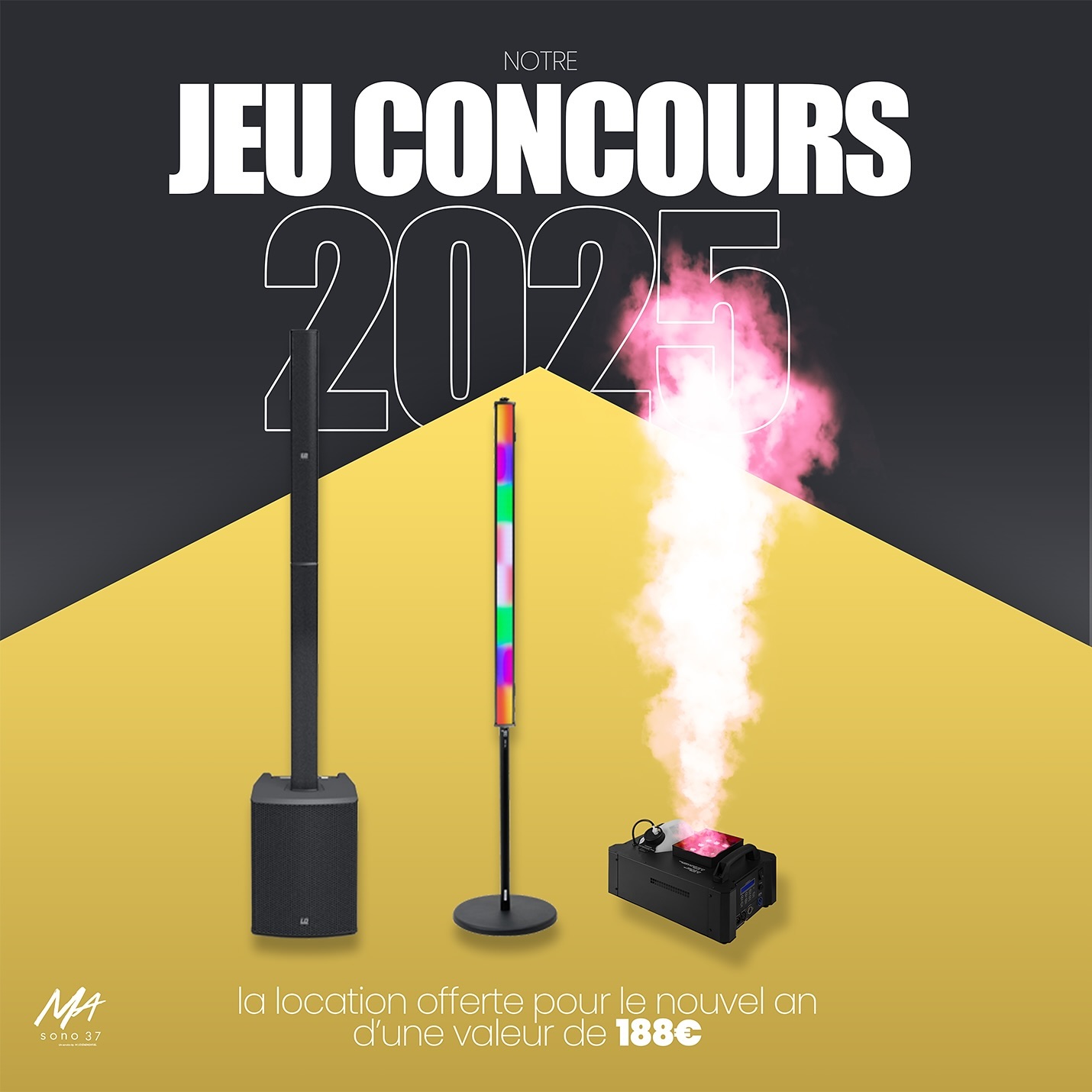 đJEU CONCOURSđ
Tentez de remporter La location dâun Pack Easy Line et une machine Ă fumĂ©e lourde pour rendre votre Nouvel An inoubliable !
đ Ce que le pack inclut :
đ Une enceinte 1000 watts LD Systems
đUne barre de LED RGBW pour illuminer votre soirĂ©e
Et en plus de ça :
đš Une machine Ă fumĂ©e verticale
Comment participer ?
1ïžâŁ Suivez-nous đ @masono37_
2ïžâŁ Commentez : âNOUVEL ANâ
3ïžâŁ Likez cette publication
đ
Tirage au sort : 27 décembre à 14h00
đ Faites de votre Nouvel An une soirĂ©e mĂ©morable. Bonne chance ! đ¶