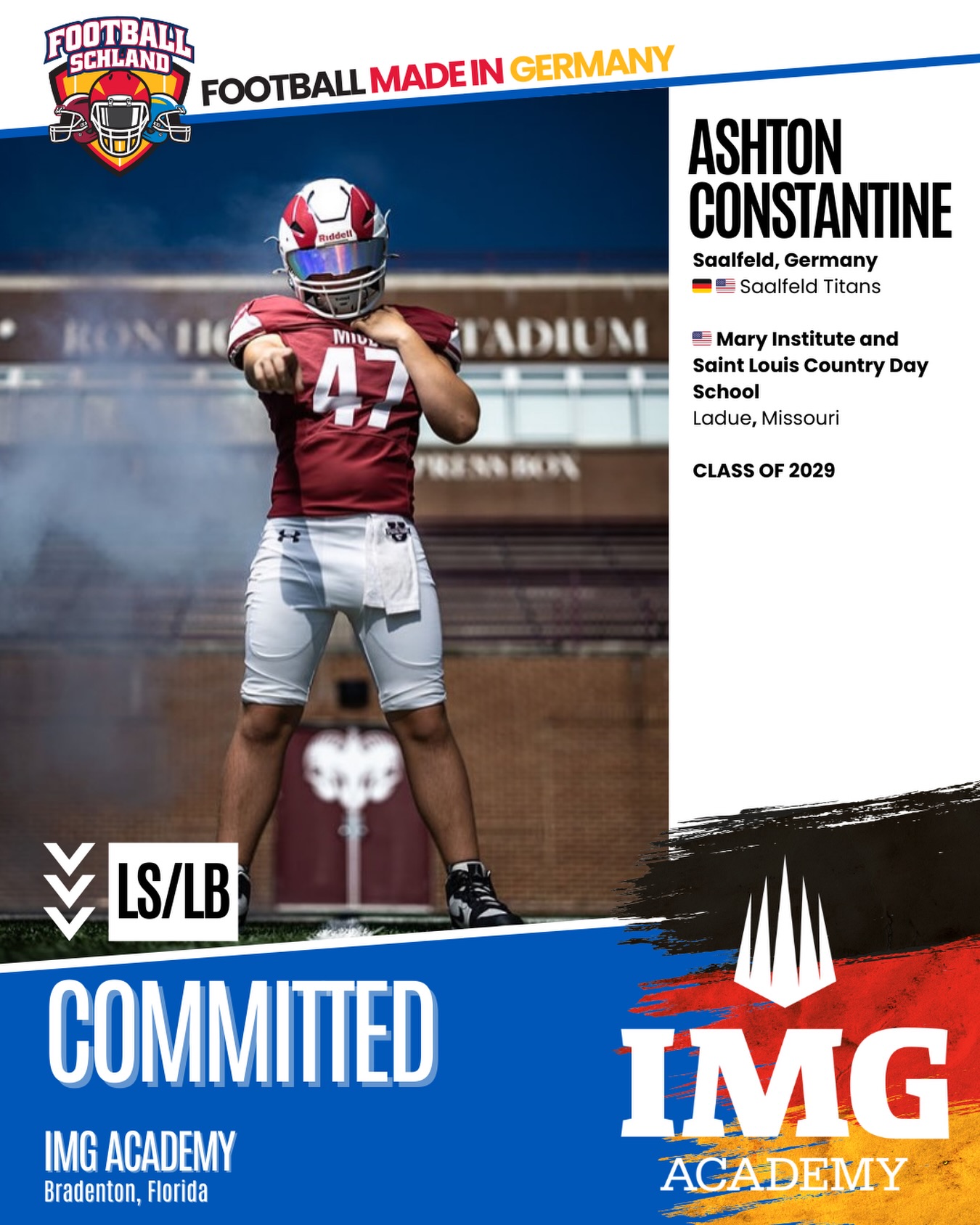 🇩🇪🇺🇸 @ashton_constantine wechselt zum Sommer zur @imgafootball 💪 Glückwunsch