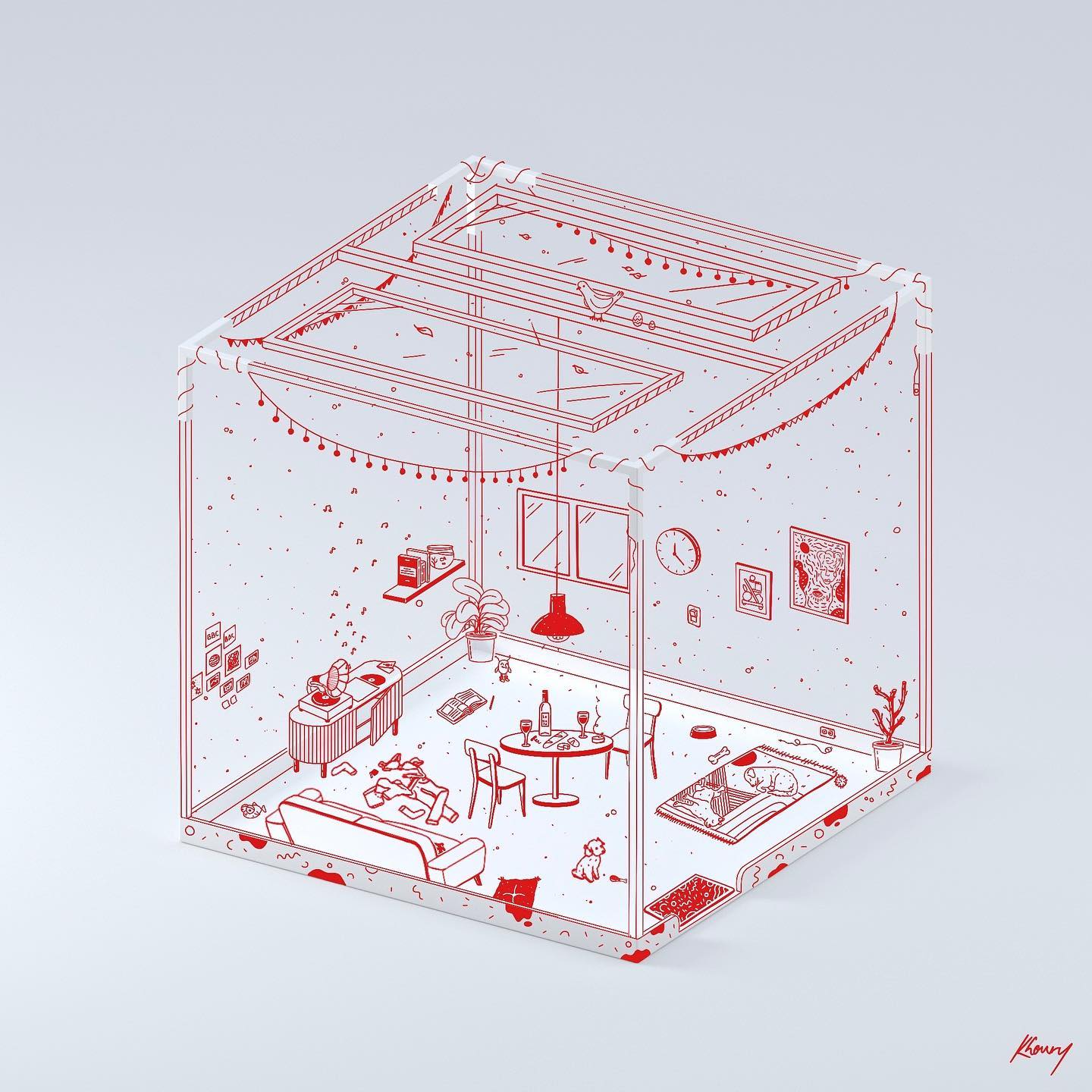 In my opinion, the “post-pandemic classroom” is no longer a classroom. I think we learn more from the moments we live outside the classroom and in our daily lives; it can be talking with someone while we are having a drink, or listening to a song, reading a book, and even seeing the behavior of a dog. I believe that thinking and being aware of our surroundings makes us question everything and awakens our emotions. It’s in this constant observation of life that, indirectly, we are always growing. We all have a song, a book, a space, a smell, or a person that sometimes seems to teach us more than being in a classroom.
@3d.vis.semillero
•••
#3d #illustration #design #digitalart #nft #red #interiordesign #concept #art #conceptualart #graphicdesign #exploration