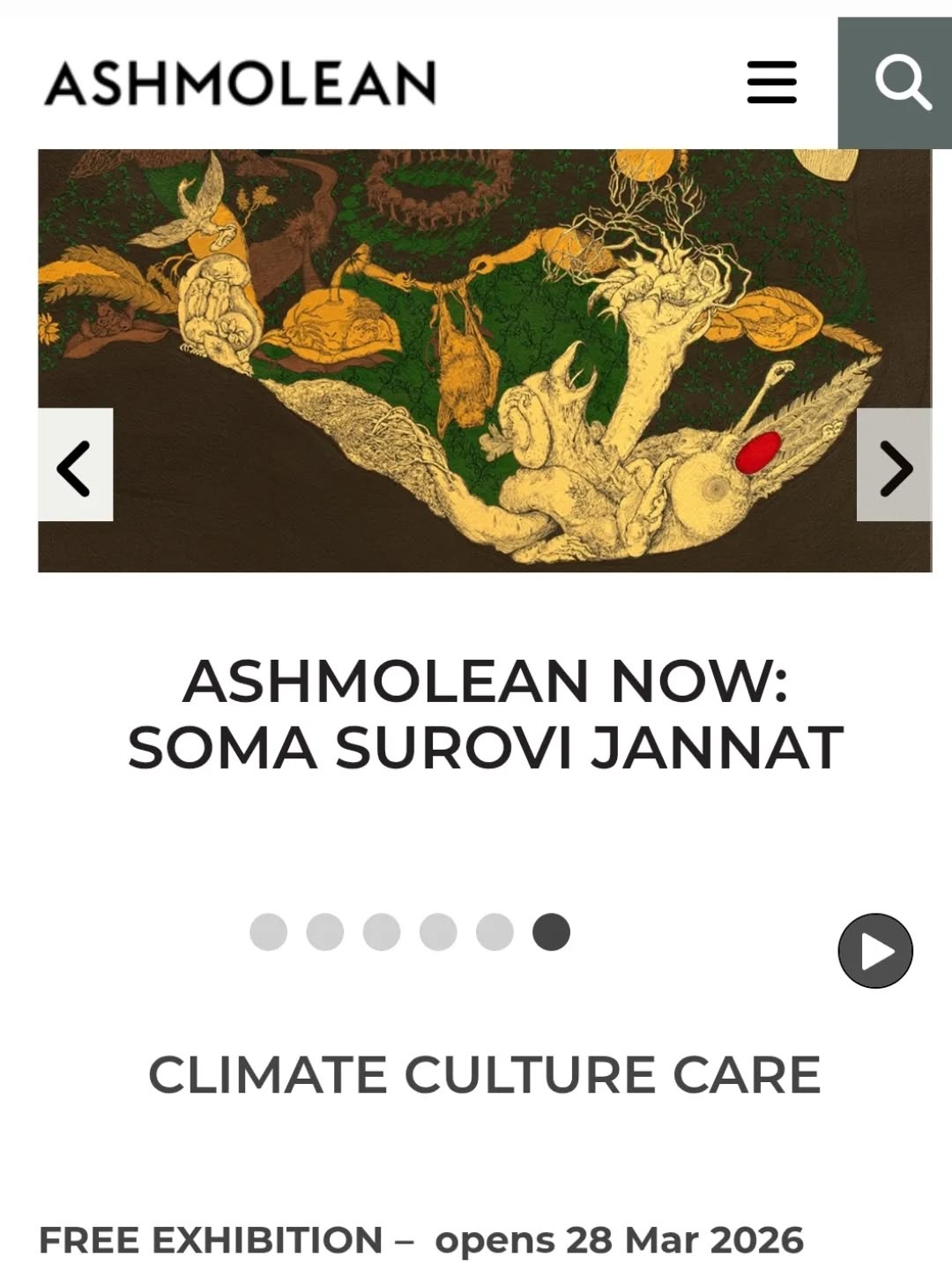 Congratulations to Soma Surovi Jannat, winner of the Samdani Art Award 2020, on presenting her upcoming exhibition at the Ashmolean Museum. The Samdani Art Foundation is proud to be among the supporters of the exhibition.
As the first Bangladeshi artist-in-residence at the Ashmolean, this exhibition marks Surovi’s debut solo presentation in the UK and the first solo exhibition by a Bangladesh-based artist at a UK museum.
Opening on 28 March 2026 in Gallery 8, the exhibition will present new works alongside objects from the Ashmolean’s collection that have inspired her imagined landscapes.
Swipe through to explore highlights from the museum’s website and learn more about the exhibition.
Link in bio!
@dhakaartsummit
@samdaniartfoundation
@srihatta_sylhet
@nadiasamdani
@rajeebsamdani
@dhakadiana
@rux_q
@ashmoleanmuseum
@somasurovijannat
@sothebys
@swilin_haque
@sazzad1985
@iftekharnoor
#dhakaartsummit #samdaniartfoundation #art #srihatta #SAF