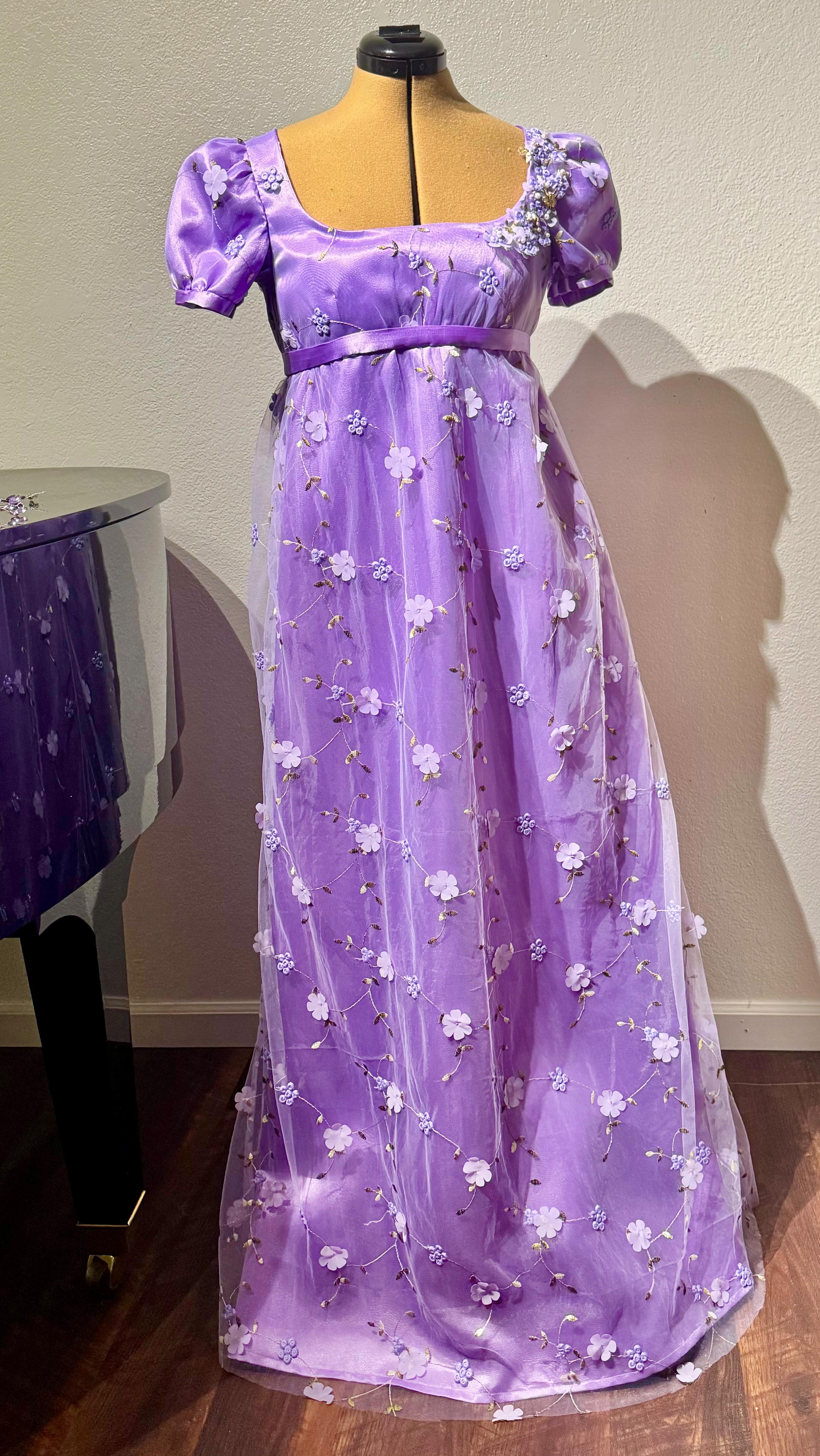 💜 🐝 🌺 Completed Bridgerton Gown 💜 🌺 🐝 #bridgerton #bridgertons #bridgertonvibes #regencyfashion #customorder