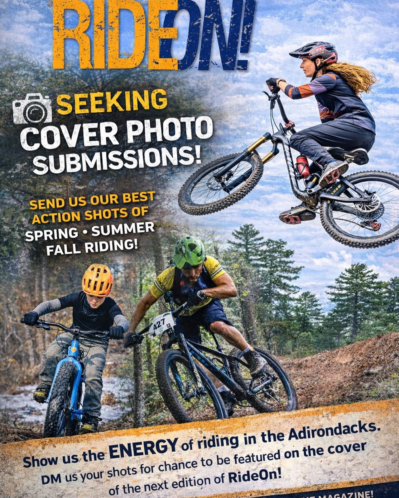 📸 RideOn! Cover Photo Call!
We’re looking for the next RideOn! cover.
As we’re hard at work on the 2026/27 edition of RideOn! Southern Adirondack MTB Trail Guide, we’re inviting photographers to submit their best mountain-bike action shots for possible use on the cover.
We’re especially looking for:
• Dynamic riding shots (jumps, berms, drops, tech)
• Spring, summer, or fall riding in the Southern Adirondacks
• High-resolution images suitable for print
If your photo captures the energy of riding in the Adirondacks, we want to see it.
📩 Submit via DM or email: rideonadk@gmail.com
📅 Submission deadline: March 30, 2026
Please include:
• Photographer name
• Location/trail system
• Rider name (if known) - please ensure they’re OK with us using their photo!
Selected images will receive photo credit in the magazine and help represent the region’s riding community.
#RideOnADK #AdirondackMTB #MTBPhotography #MountainBiking #MTBCommunity