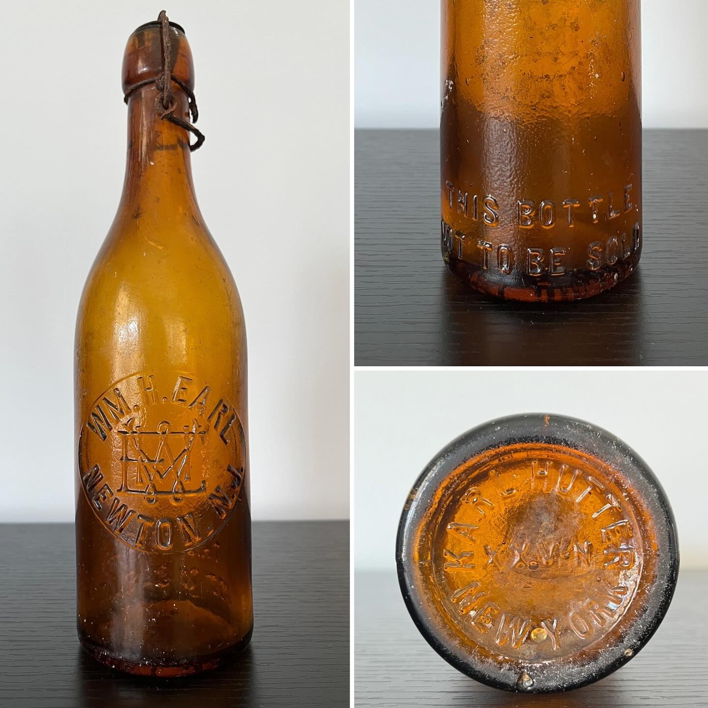 I’ve found my 49th different Earl bottle variant! This variant is a tooled blob with a honey amber color. The monogram embossing is identical to two other variants I own. This one differs in the fact that the “THIS BOTTLE NOT TO BE SOLD” statement is on the back of the bottles as opposed to the front. It also has the Karl Hutter trademark embossing on its base which is ironic since it does not have a Hutter patented porcelain stopper.
This bottle has two air ventilation marks (one on each side). This was common on mouth blown bottles from the early 1880’s through the early 20th century. As a general rule, the more air venting marks present on the surface of a mouth-blown bottle the later the bottle was produced.
Bottles made in molds with air venting usually have sharper, more distinct embossing and body design features and less distortion to the body glass than bottles without vent marks. Conversely, bottles produced in non-air vented molds tend to have more rounded and/or flattened embossing and body design features and more surface glass texture distortion than air vented bottles.
This bottle was registered to William H. Earl, a hotel and cafe owner in Newton, NJ who started his business on October 16, 1897. Earl’s 26 room hotel remained open until his death in April, 1925. The longevity of Earl’s bottling career, coupled with the ever-improving bottle manufacturing processes of the era, meant that dozens of variants of unique Earl bottles were created.
.
.
.
.
.
#collection #bottlecollection #bottledigging #bottles #bottlehunting #lostandfound #pickers #antiques #historyhunter #bottlecollectors #antique #treasurehunting #history #bottlecollector #antiquebottle #bottledig #bottlecollecting #finditpickitup #archaeology #adventure #treasures #detecting #savinghistory #dirtfishing #travel #explore #buriedtreasure #bottlesandbits #treasurehunter #artifacts