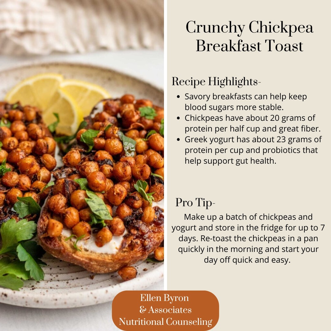 Recipe of the Week!
There is research showing that savory breakfasts are better than sweet breakfasts because they promote steady blood sugars and do not start the day off on a roller coaster of blood sugars.
This savory breakfast toast could easily have some spinach or arugula added for extra greens if you wished.
Even without added greens this is a great way to start your day with fiber, probiotics, and protein!
Great for a quick and easy breakfast or snack option.
-
#dietitiansofig #nutrition #cooking #plantbasedfood #savorybreakfast #recipeoftheweek