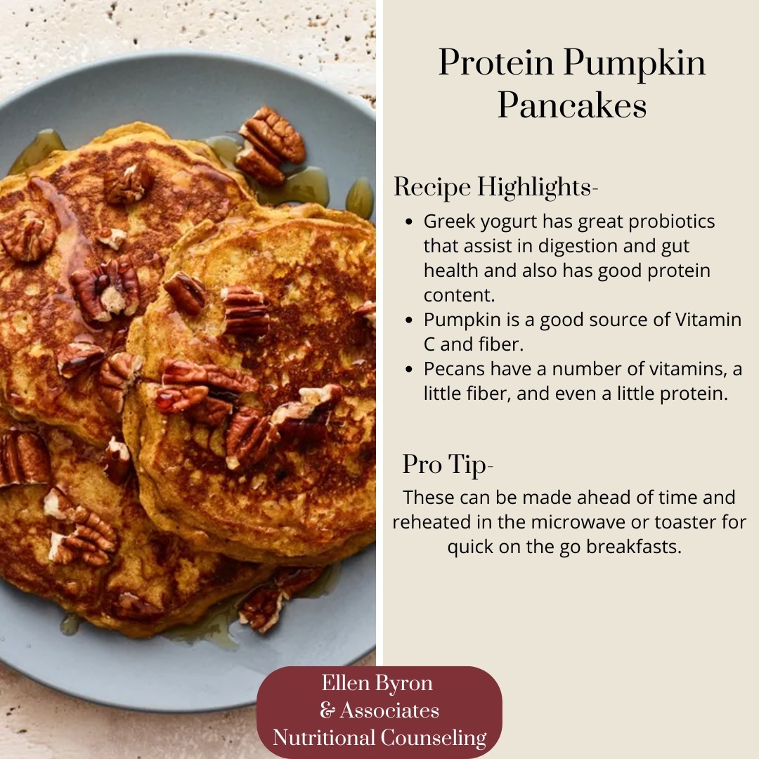 Recipe of the Week!
These pancakes provide a satisfying sweeter breakfast option while still providing fiber and protein to start your day on the right foot and keep you feeling full.
Easily change up the toppings by adding apples, cranberries, walnuts, cinnamon, etc.. These pancakes make for a versatile breakfast base that can easily be made ahead of time and reheated for quick satisfying breakfasts.
-
#dietitians #baking #breakfastideas #healthybreakfast #proteinbreakfast #nutrition