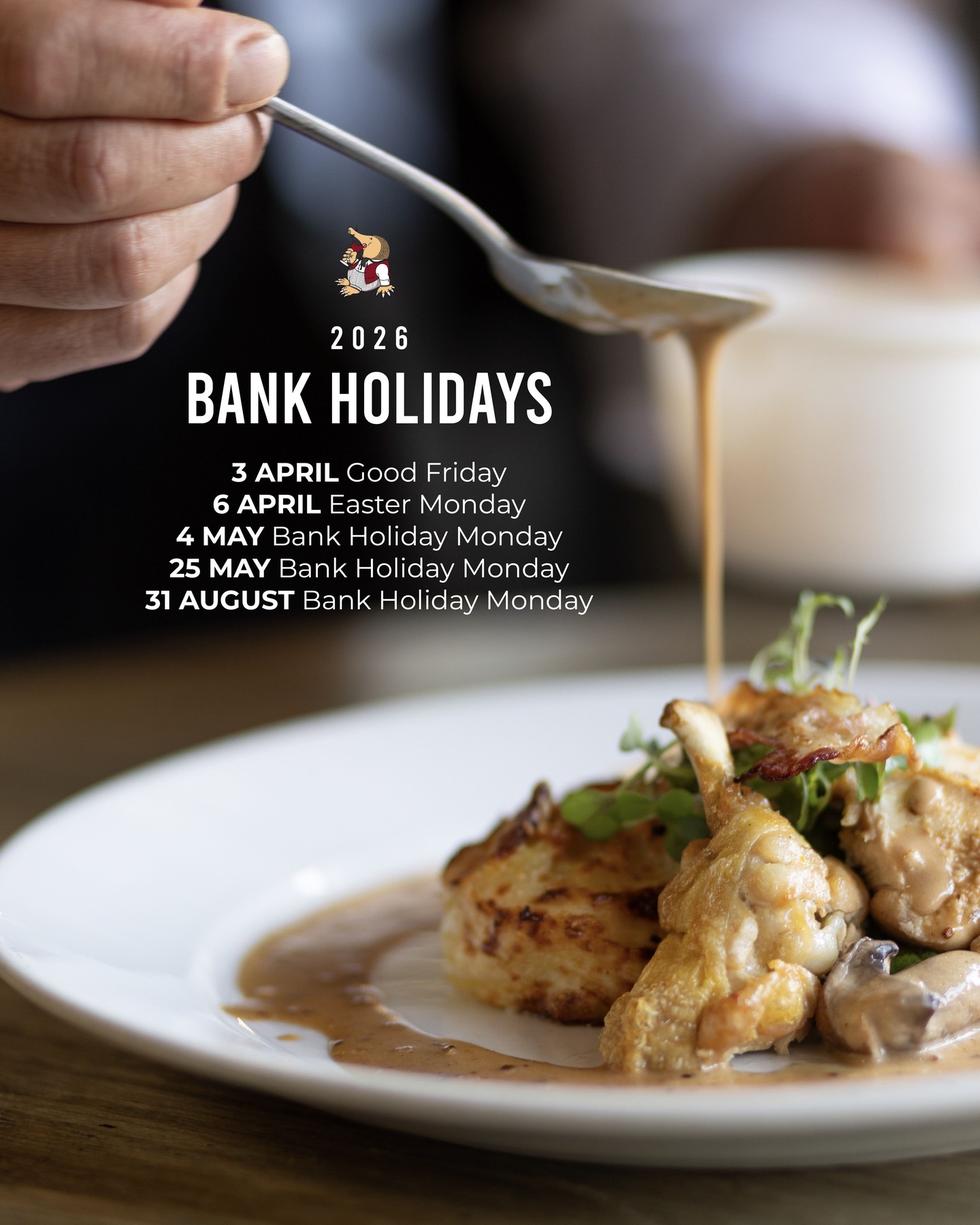 It's that time of the year again! Make sure you take a quick look ahead and save this post to ensure you don't forget the upcoming bank holidays in 2026... they're the perfect excuse to book a table at our Grumpy Moles for a day of indulging in delicious food with family and friends! Be quick, we tend to get booked up quickly this time of the year! 🌞
#bankholiday #thegrumpymole #grumpymole