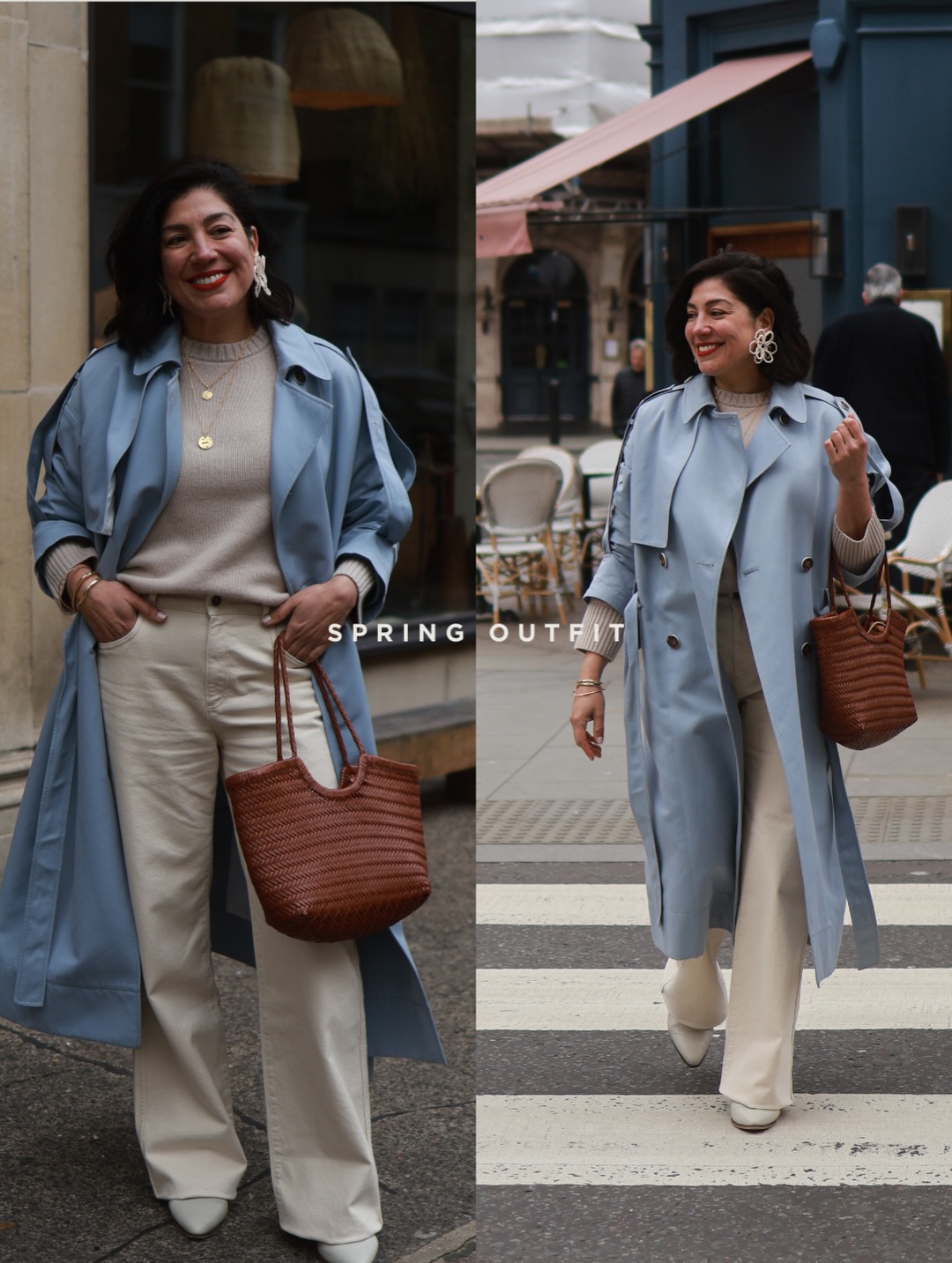 Spring ready! What I wore on a day out in London.
.
Coat @palonesofficial
Jumper @insidejigsaw
Boots @marksandspencerstyle
Bag @scottsamuel.co.uk
Jeans and earrings @sezane #sezanelovers #sezane pr items/ Ad
.
Statement earrings, trench coat, white jeans, high waisted jeans, white boots, statement bags