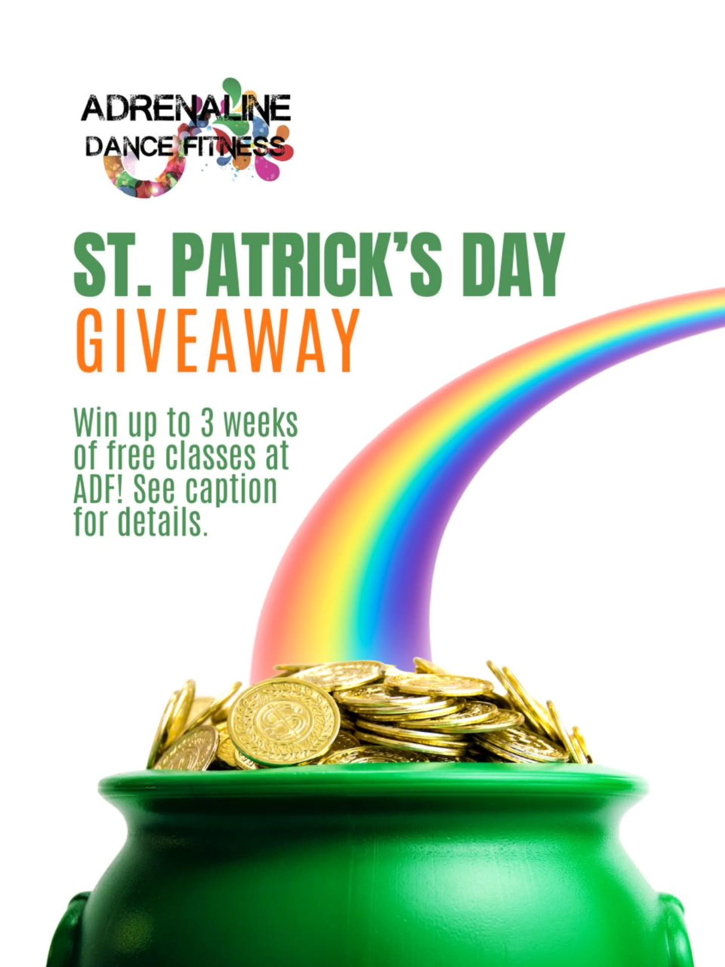 🍀 ST. PATTY’S DAY GIVEAWAY 🍀
Feeling lucky?? 👀 We’re picking *3 winners* to score Unlimited Passes! 💚
✨ PRIZES:
🥇 1 Winner: 3 Weeks of Unlimited Classes
🥈 1 Winner: 2 Weeks of Unlimited Classes
🥉 1 Winner: 1 Week of Unlimited Classes
💥 PLUS: Each winner gets a *FREE Friend Pass* to use during their unlimited period - which workout buddy are you bringing? 👯♀️
HOW TO ENTER:
✔️ Like this post
✔️ Follow us
✔️ Tag 3 friends you’d love to bring with you (additional entry for every 3 tags)
✔️ Share this giveaway to your story (don’t forget to tag us so we see it!)
⚡ IMPORTANT:
Winners must have an active Adrenaline account with a phone number on file — winners will be notified via SMS!
No account? No problem 👇
Comment “ Lucky ” and we’ll send you a direct link to create yours!
🍀 Giveaway closes Wednesday night - winners will be contacted Thursday. 🍀
🌈 GOOD LUCK!