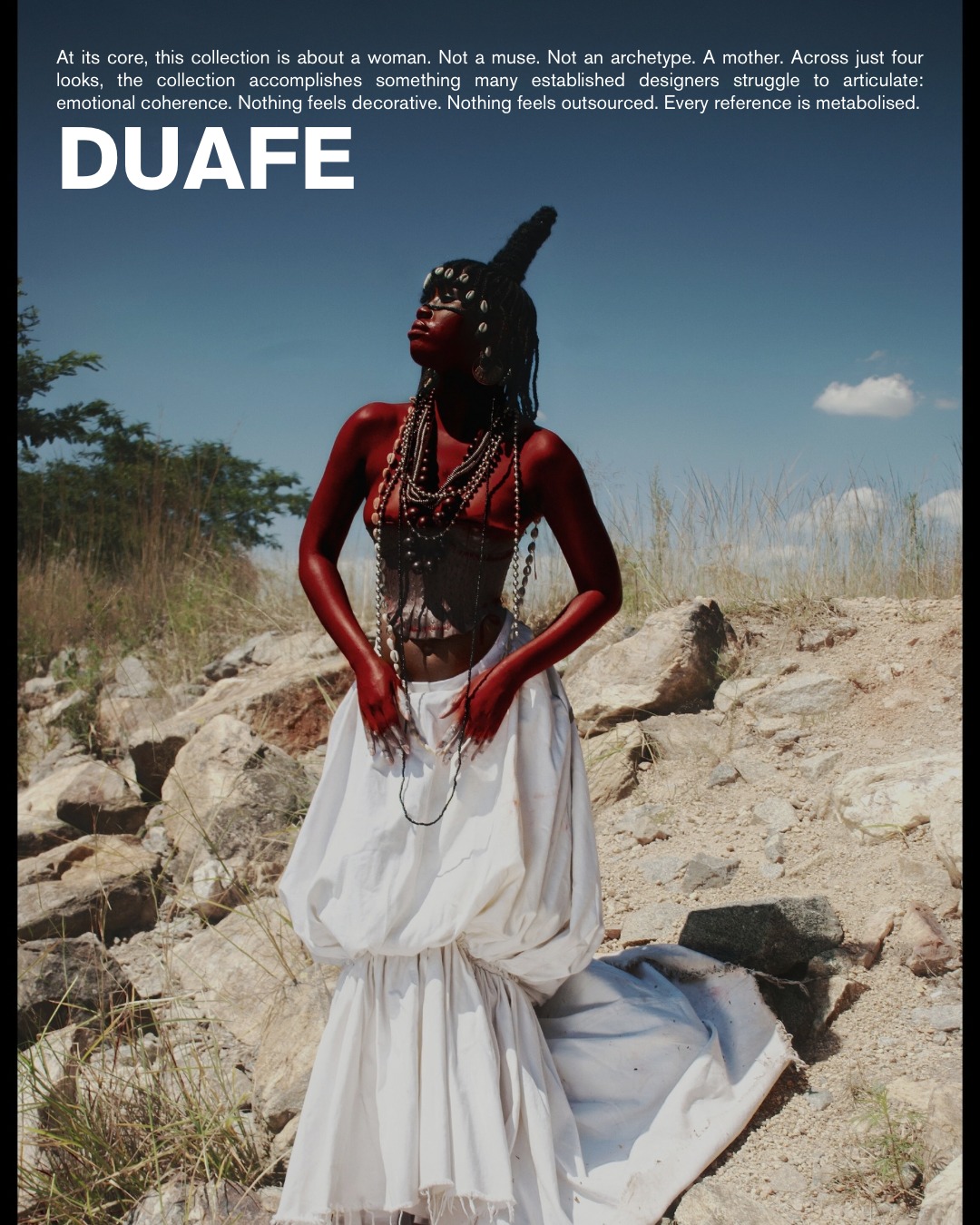 DUAFE, the final-year collection by Theophilous Ramohlale from STADIO School of Fashion, traces a woman’s journey through four moments:
Birth.
Becoming.
Breaking.
Healing.
Rooted in Akan symbolism, the collection honours the life and resilience of his mother — turning memory, grief and endurance into garment.
Read the full article by @de_mode_journaliste -Link in bio.
Models: @mucabel_ @abigael_adel @tapiwabby @luvnlp
https://www.trendsetteronly.com/post/duafe-rewriting-the-graduate-collection-as-legacy
#SouthAfricanFashion #AfricanFashion #FashionStudents #EmergingDesigners #FashionEditorial #FashionCommentary #AfricanCreatives #FashionStorytelling #Adinkra #STADIO #FashionWriting