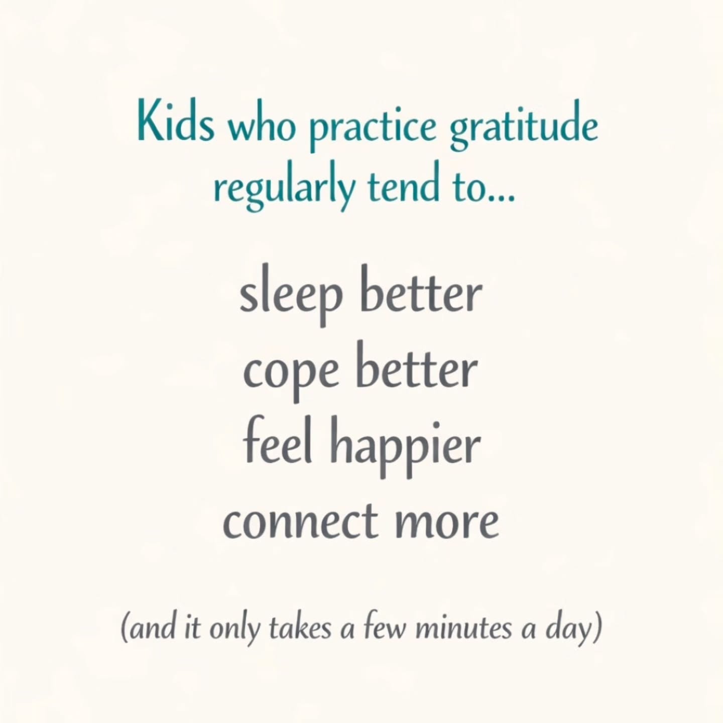 Gratitude isn’t about being polite.
It’s about training your child’s brain to notice safety, connection and “enough.”
Over time, that actually changes how they:
respond to stress
settle at night
and recover from big emotions
And the best part? It doesn’t take long.
Just a few minutes a day makes a difference.
That’s exactly why I created my Gratitude & Mindfulness Cards —
to make it easy on the days you don’t have the energy to think.
Available on my website www.thetherapistparent.com