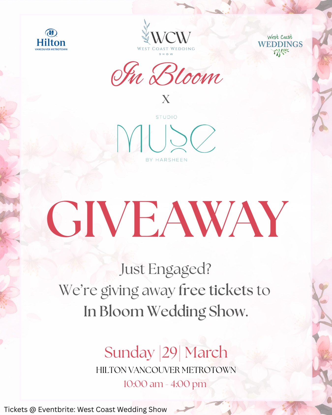 GIVEAWAY!! 💌
Studio Muse will be at the In Bloom Wedding Show by West Coast Weddings, and we’re giving away tickets to the show, because we wanna see you! 🥰
If you’re engaged or in the middle of planning your wedding, this is such a great event to meet vendors, get ideas, and see things in person.
I’ll also have Studio Muse pieces on display, so you can come by, see the floral preservation work up close, and chat with me about your bouquet 🌸
How to enter:
• Follow @westcoastweddings and @westcoastweddingshow
• Follow @studiomusebyharsheen
• Tag a friend who’s getting married or planning a wedding
• Bonus entry: share this post to your story and tag us
📍Hilton Vancouver Metrotown- Crystal Ballroom, third floor
📆 Sunday, March 29
🕰️ 10 AM to 4 PM
If you’re coming to the show, come find us in the Crystal Ballroom and say hi. Would love to meet you there ✨
xoxo
Harsheen
