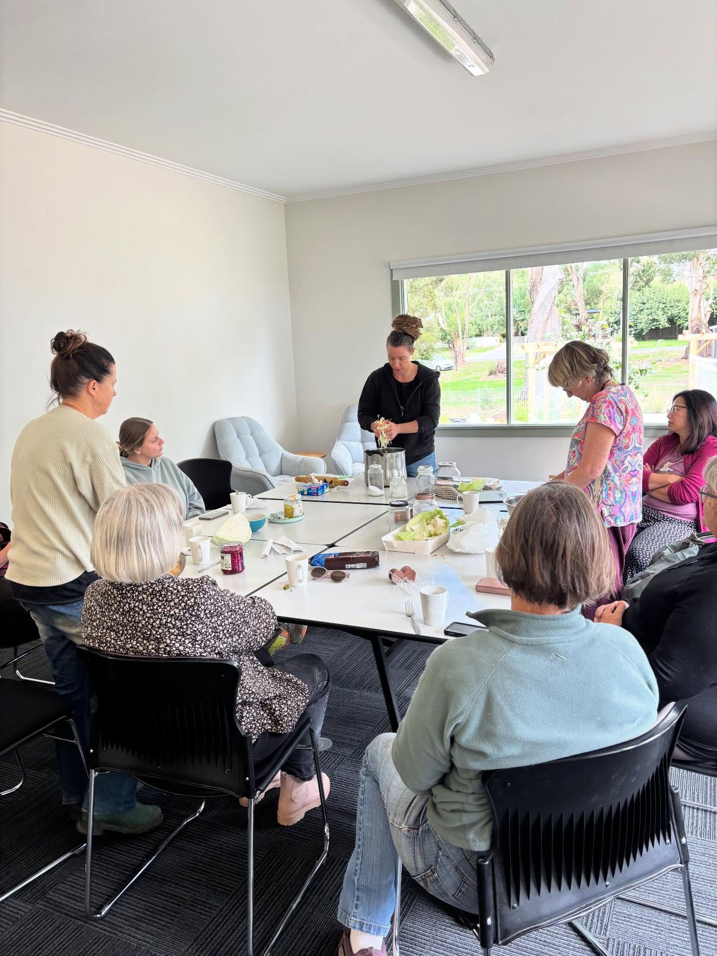 Last Friday at the Macedon and Mount Macedon Community House, one of our passionate volunteers, Ammie, hosted a sauerkraut workshop for our permaculture group.
It was a wonderful morning of learning and connection, as Ammie shared insights into the health benefits of fermented foods, how modern diets can impact our wellbeing, and guided everyone through the process of making their own sauerkraut.
Proof that even something as simple as cabbage can bring people together!
Thank you Ammie.