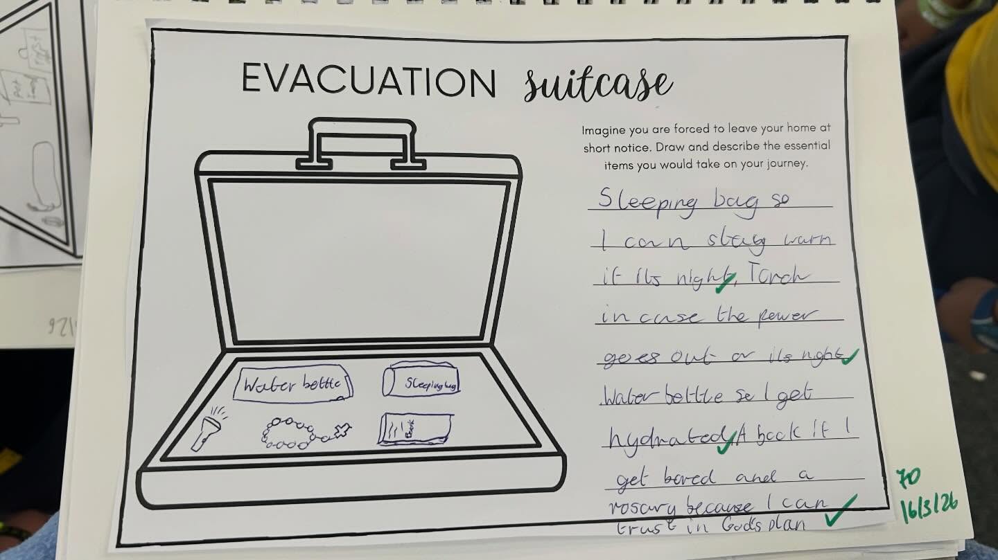 In Inquiry, the Year 5/6s have been exploring natural disasters and ethical decision-making. Students used their values to respond to big hypothetical scenarios, explaining and justifying their choices.
Students discussed what they would pack in a suitcase if evacuated and how these items could help. The conversations were thoughtful, rich, and highly engaging - great work by all students 😊