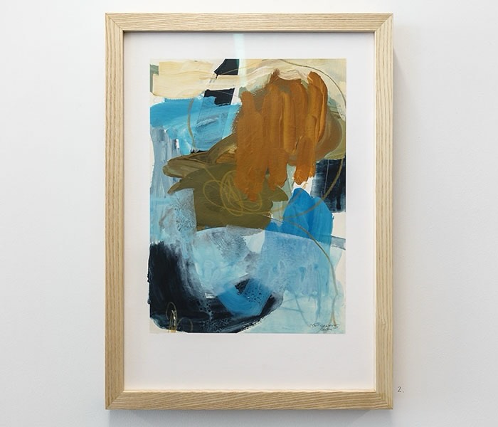 Last week to view my works on paper at @railwaystreetstudios Wed-Sat from 10-4pm, I will be there Friday morning 🩵 Photo credit @artsdiary.co.nz The beautiful Ash frames are made by @scandiclimited #nzartcollectors #nzartists #nzartcommunity #mixedmediaonpaper #nzgalleries