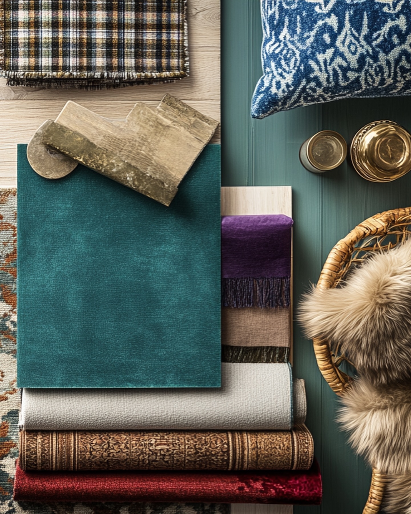 Moody and bold with a touch of luxe- this is Eclectic Glam. A mix of pattern, color, and material create a space that’s equal parts edgy and chic. This project also incorporates the clients own artwork. Want a design like this? Moodboard created with Midjourney. #InteriorDesign #eclectic #eclecticGlam #BoldDesign #interiordesigner #makeityours #midjourney #ai #rendering