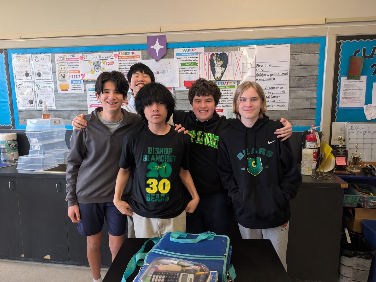 Some of our 8th graders proudly wore their future high school spirit wear! 🤍💚 @bishopblanchet @seattlepreparatory #highschool #bishopblanchethighschool #seattleprep