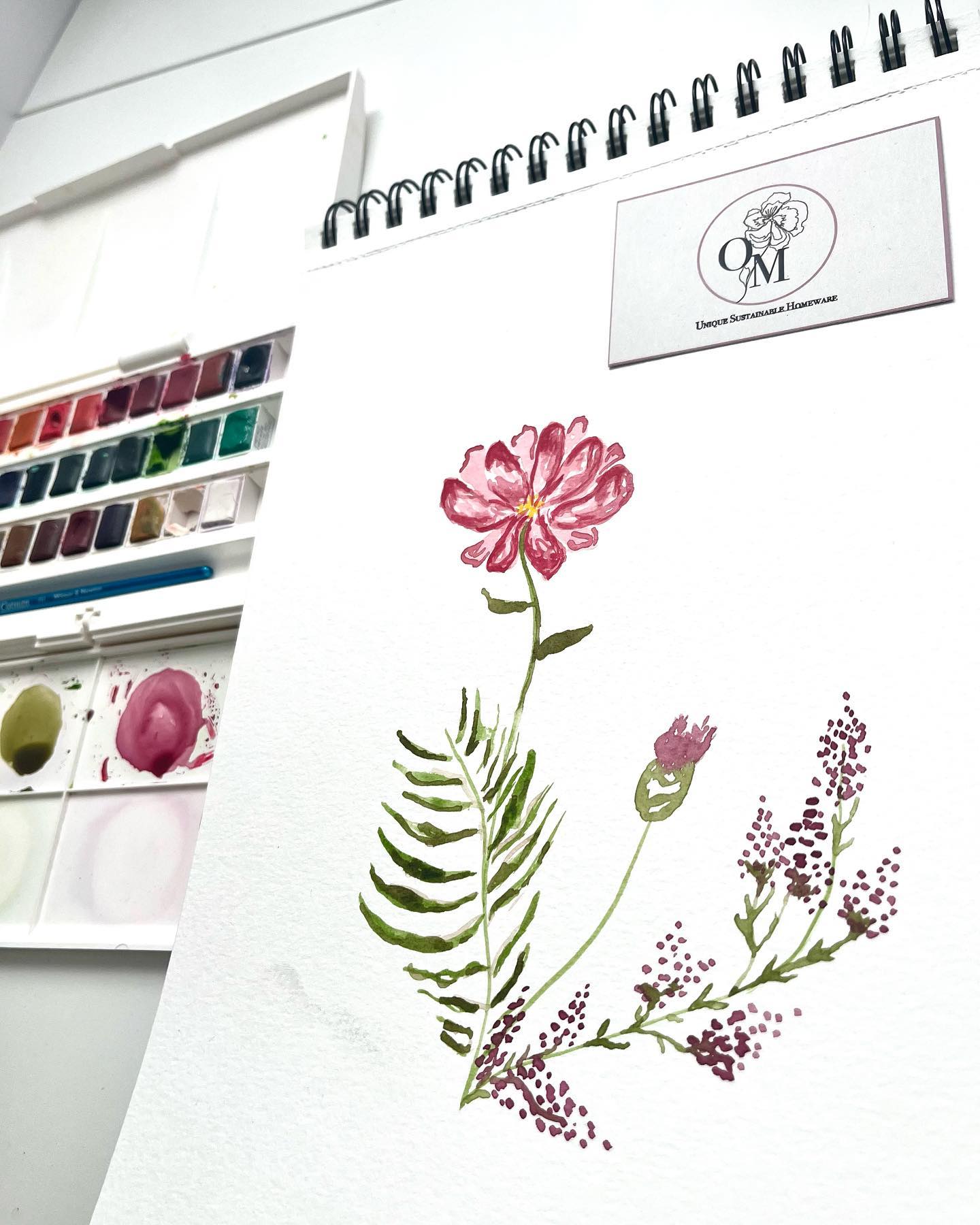 Quick water colour painting for my Spring/Summer 2025 collection. #watercolours #windsorandnewton #handpainted #nature #florals #textiles #smallbusiness