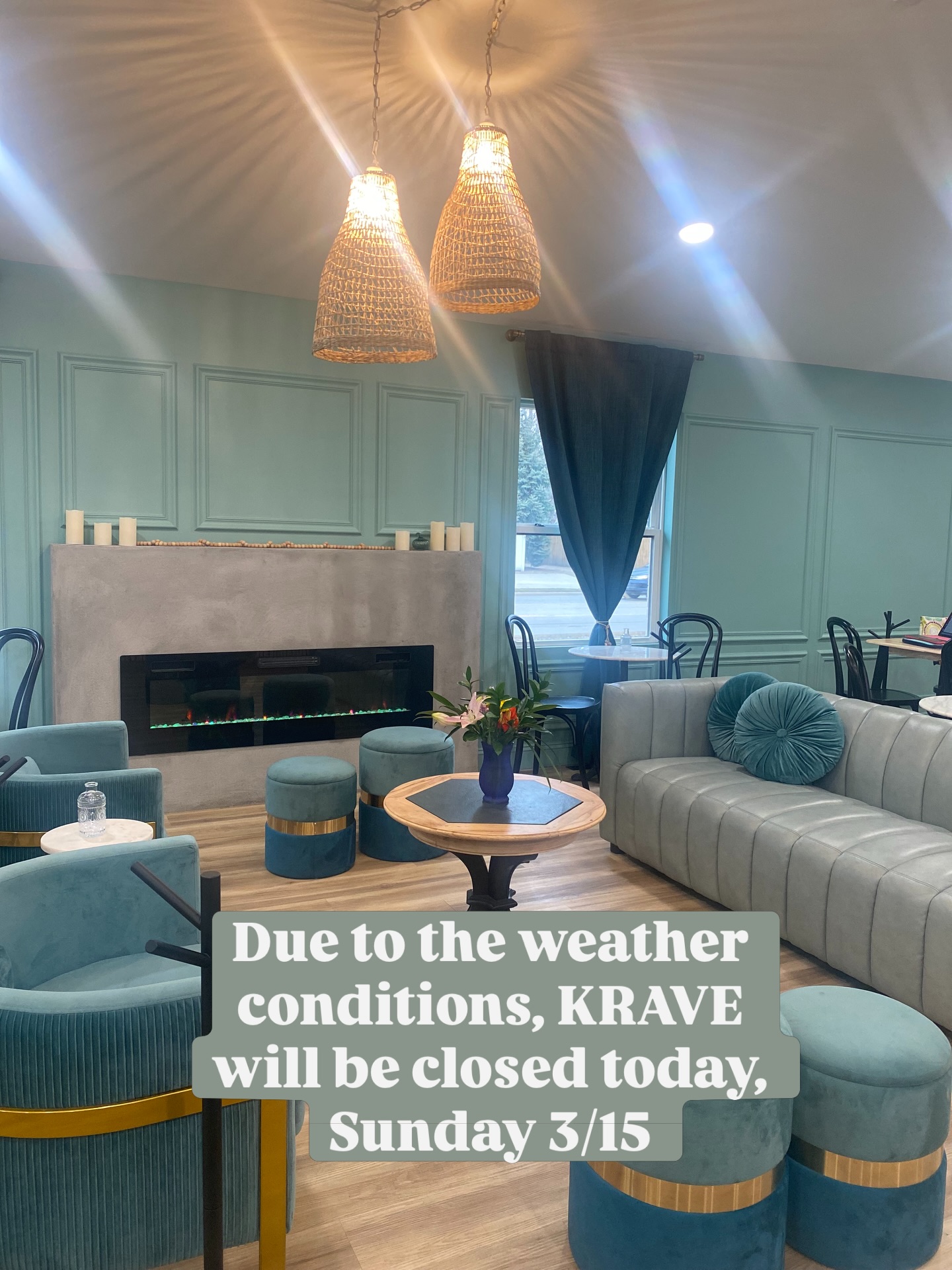 💨 Due to the weather conditions, KRAVE will be closed today, Sunday 3/15, to keep our team and guests safe.
💚 We look forward to welcoming you back tomorrow, Monday, during our regular hours.
💳 If you’d still like to support KRAVE today, digital gift cards are available on our website: www.welovekrave.com
💳 They can be sent directly to a loved one’s phone number or email, making it a wonderful way to spread a little KRAVE joy.
💚 Thank you so much for supporting our locally owned small business.
#KraveCafe #WeLoveKrave #AberdeenSD #SupportLocal #wintervibes
