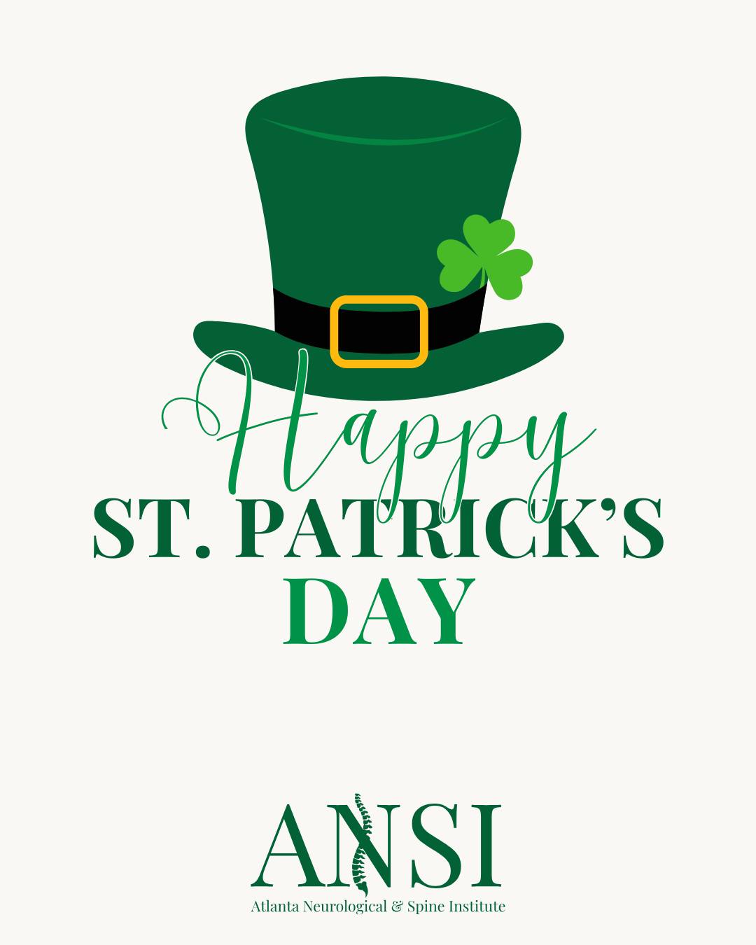 Happy St. Patrickâs Day from all of us at ANSI! âď¸
Today weâre feeling a little extra lucky to care for such an incredible community. Wishing you a safe and healthy holiday filled with joy, laughter, and maybe a touch of green.
.
.
.
#ANSI #AtlantaSpineExperts