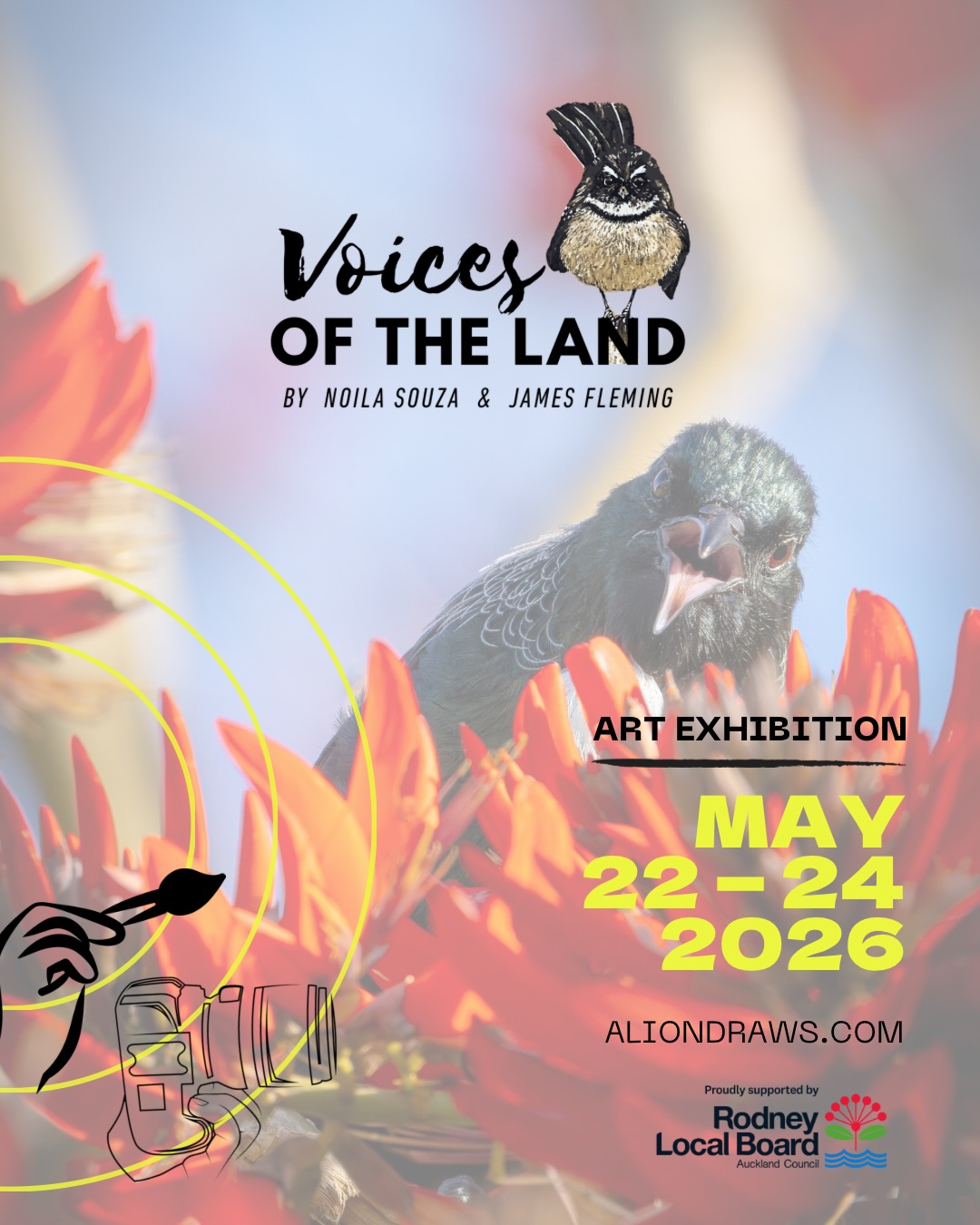 I’m super excited to finally share the dates for my new exhibition coming up on 22 May!
This exhibition will be all about “Noises of the Land” — everything you can hear across our beautiful Aotearoa, the Land of the Long White Cloud. From birds and wind to the little sounds that make this country so special.
I’m even more excited to tell you that this time I’ll have a special guest artist working alongside me. James Flaming is a talented photographer and an experienced artist who sees the same vibrant colours in the world that inspire my work. I think you’ll be really surprised and inspired by what he brings to this exhibition, and I’m proud to have him join me.
I’ve been creating lots of new pieces in my Contemporary Pop art style, full of colour, energy and happy vibes to brighten up any space.
The exhibition will take place in a beautiful, cozy venue in a little corner of northern New Zealand.
SAVE THE DATES: 22–24 May 2026!
More details coming soon!
Spread the love! Your support means a lot to us. 💛
@__jamesfleming
@jfbirdphotosnz
#makingartwork @makingartworknz #voicesoftheland