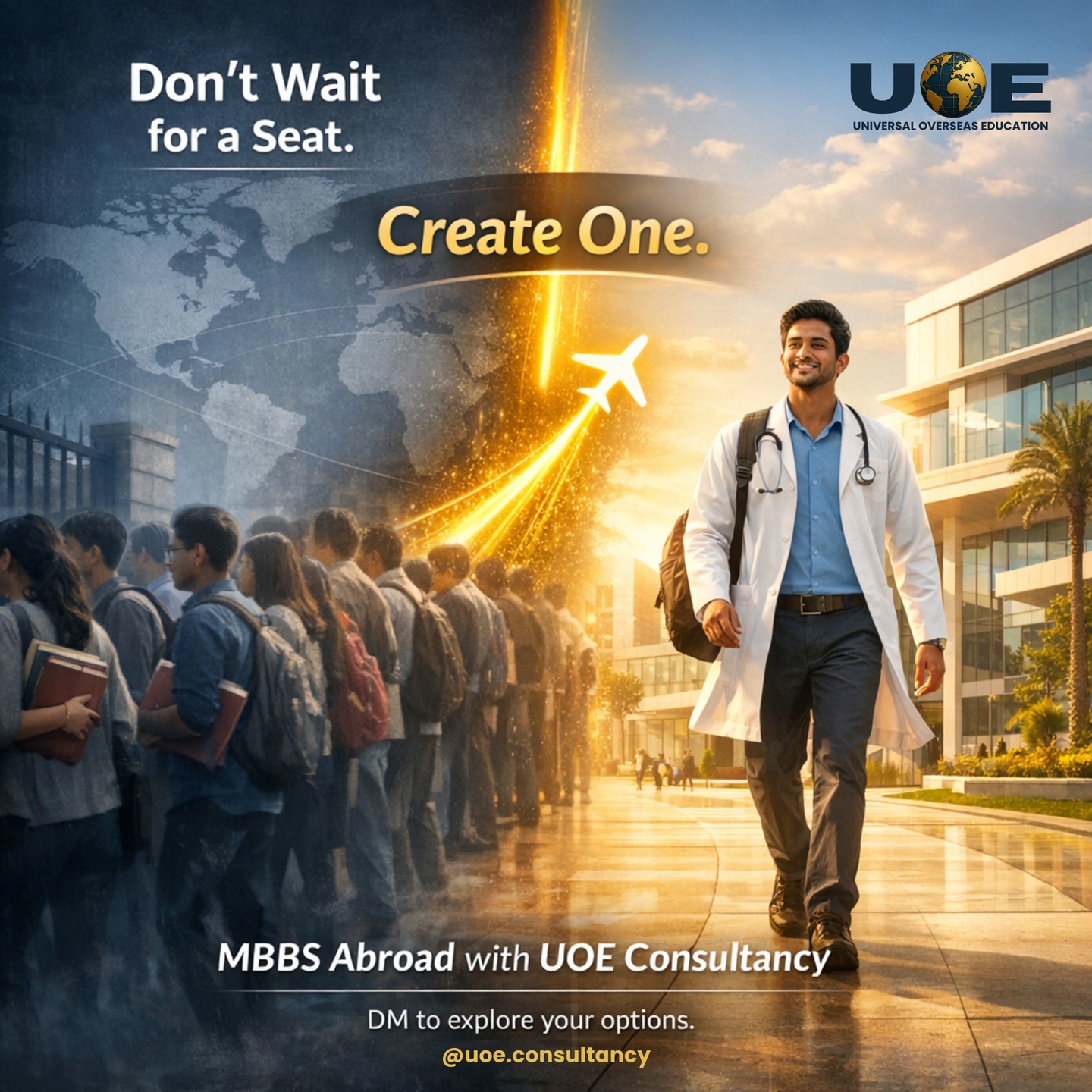 Why wait in long lines when your future doesnโt have to?
Thousands of students are choosing MBBS abroad to avoid intense competition and secure their dream of becoming a doctor.
With UOE Consultancy, you get complete guidance from admission to arrival โ making your journey smooth and stress-free.
๐ฉ DM us today and take control of your future.
#MBBSAbroad #FutureDoctor #StudyAbroadIndia #MedicalDream #UOEConsultancy