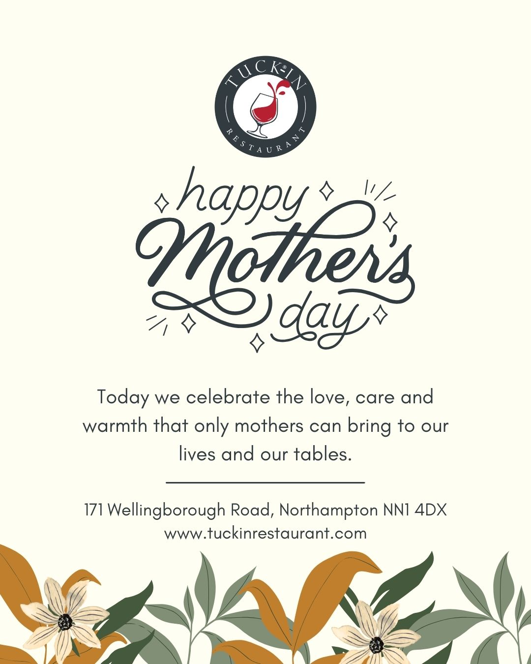 Happy Mother’s Day to all the amazing mums. 🌸
Today we celebrate the love, care and warmth that only mothers can bring to our lives and our tables.
Join us at Tuck In Restaurant and make this beautiful day even more special with delicious food, lovely drinks and unforgettable moments with your loved ones.
Because today is all about celebrating Mum. 💐
#MothersDay #HappyMothersDay #TuckInRestaurant #CelebrateMum #FamilyMoments #WeekendDining #Northampton
