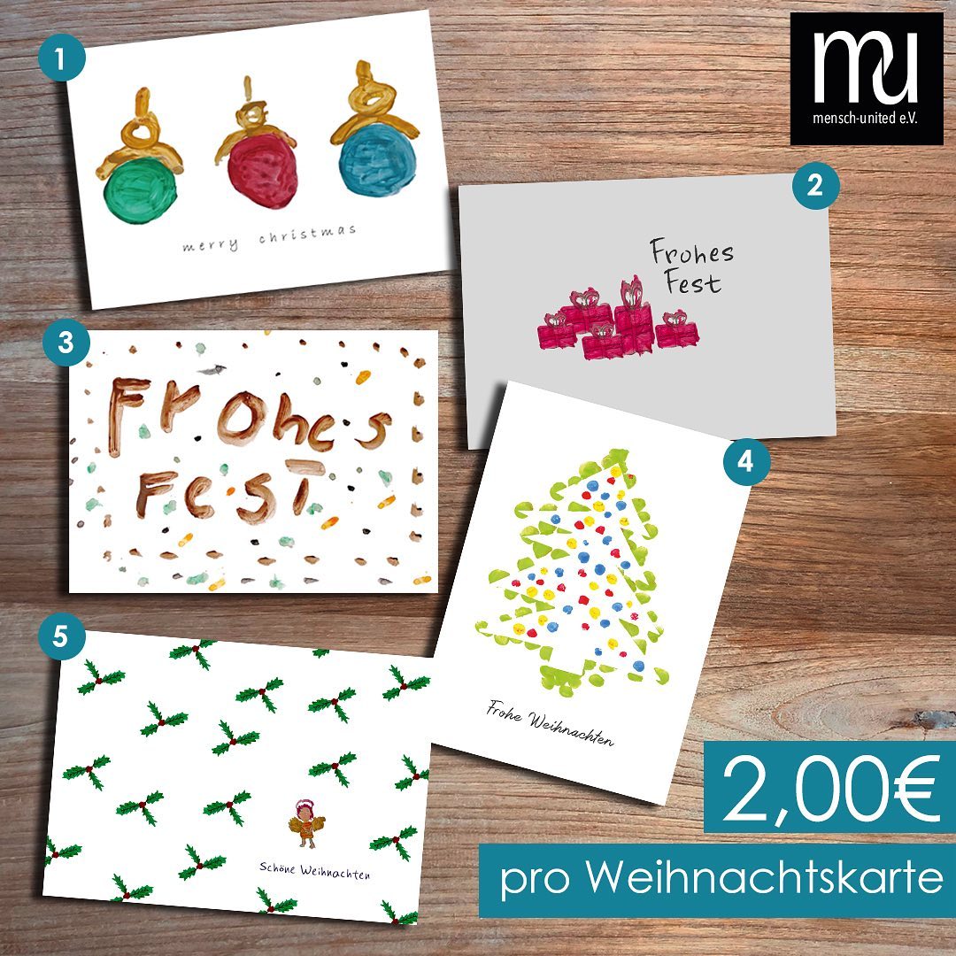 đ INKLUSIVE WEIHNACHTSKARTEN: selbstgemalte Motive auf DIN A6 Format đ¨
Nach dem Laternenumzug ist kurz vor Weihnachten - nur noch 44x schlafen đ¤ś
Wäre doch ein geiler Anlass, wenn Du deine Nächstenliebe mal wieder in âOldschool-Manierâ auf eine Postkarte zauberst âşď¸
Wie im letzten Jahr haben wir gemeinsam mit unseren Freunden vom Haus BahnhofstraĂe ganz besondere Weihnachtskarten kreiert đ§âđ¨
Neben drei Motiven aus den Vorjahren, gibt es auch zwei brandneue Motive (Nummer 1 & 3).
Bestellungen gerne per DM, im Online Shop, per E-Mail oder sprecht uns einfach an đ
Der ErlĂśs geht natĂźrlich wieder zu 100% an das Haus BahnhofstraĂe & die Weihnachtskarten landen bis zum 11.12.2022 in deinem đŤ
Wir freuen uns auf Deine Bestellung đ â¤ď¸
#weihnachten #christmas #weihnachtskarten #inklusion #menschunited #malen #postkarten #gutestun #nächstenliebe #menschsein