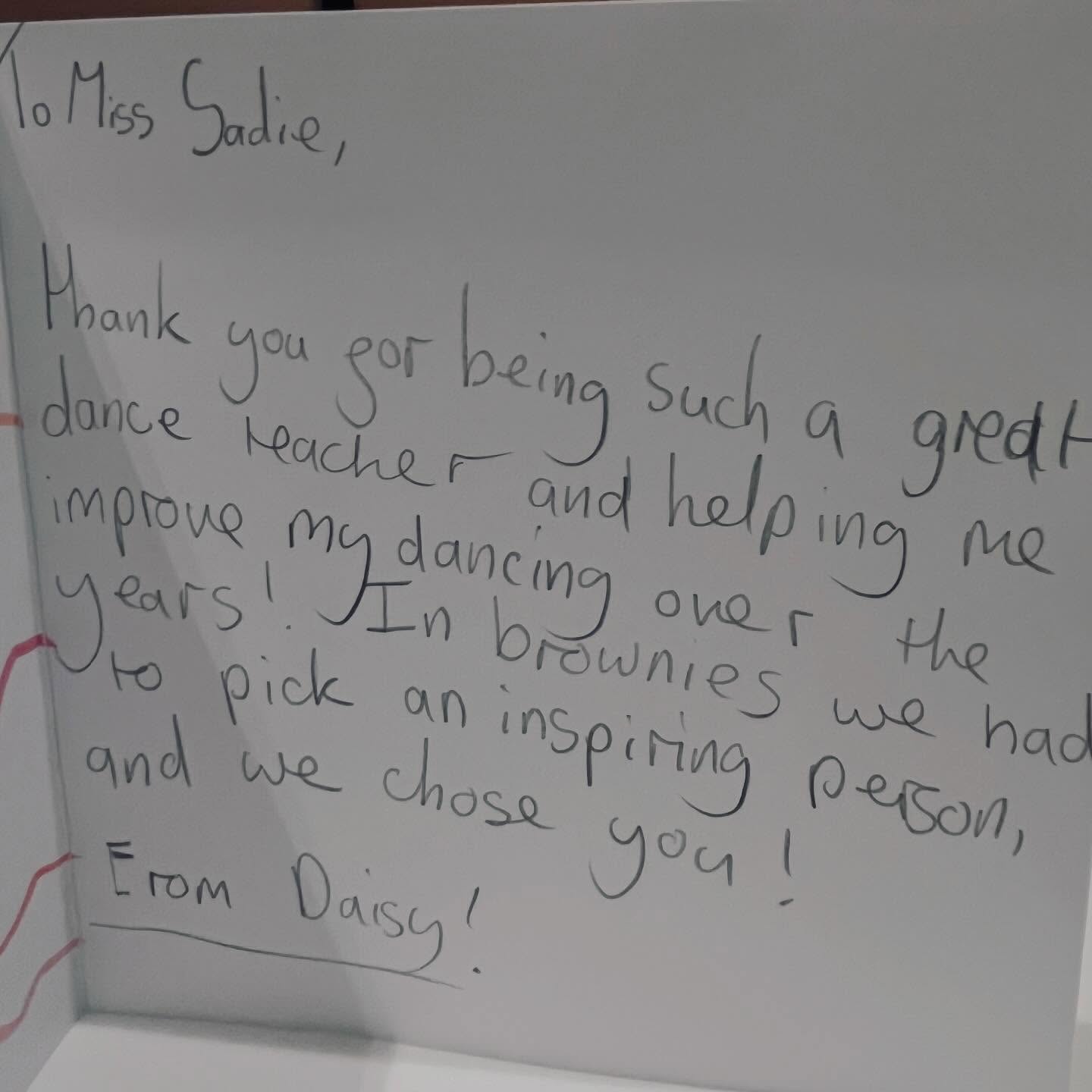 Well this was a rather lovely surprise this evening! What beautiful cards from Daisy and Phoebe- I may have had a little tear in my eye… moments and cards to cherish 💕 Thank you ⭐️ #inspiration #danceteacherlife #thankful