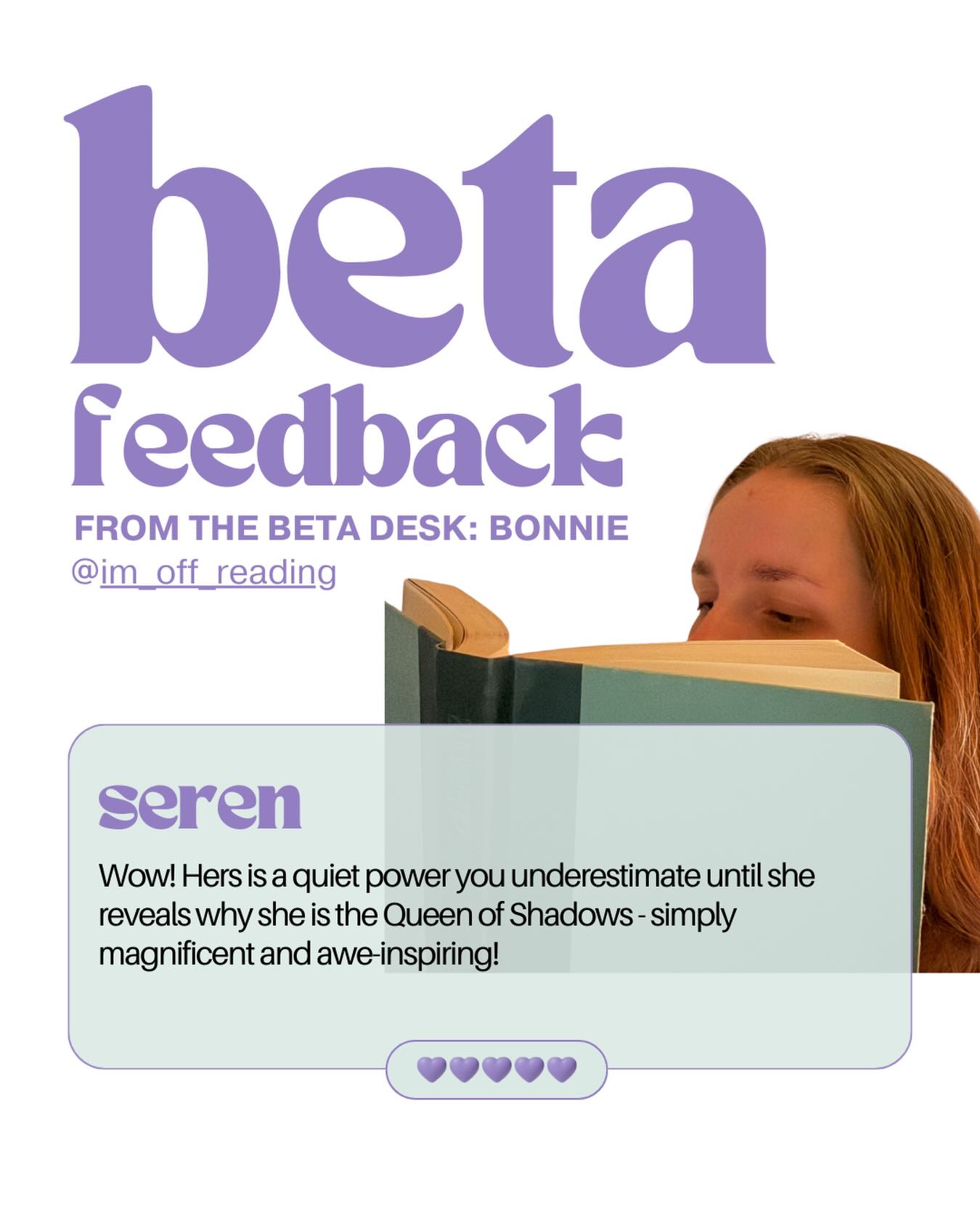 Loved this hot take from @im_off_reading of Seren. She truly is magnificent (if I do say so myself 😏)