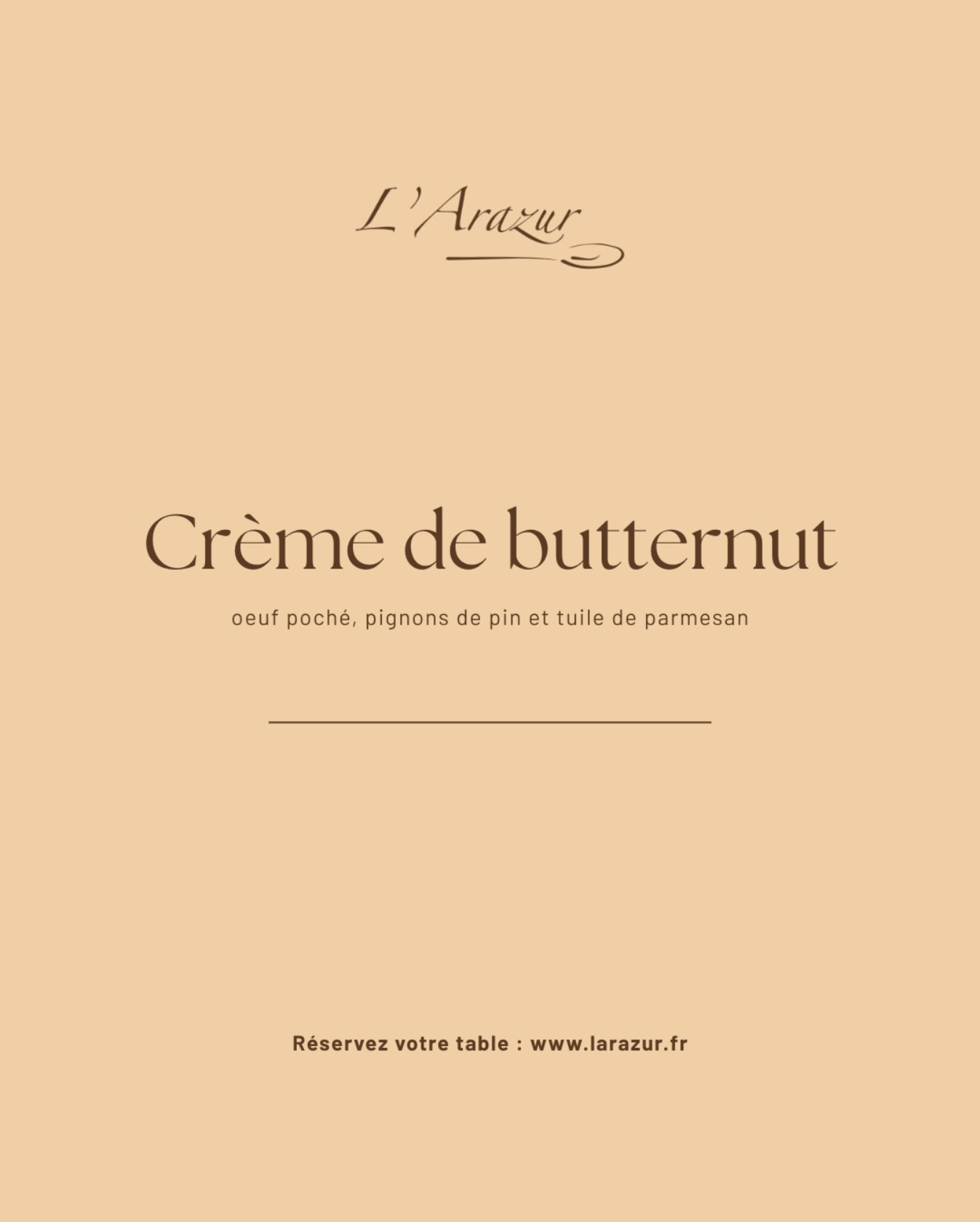 La douceur du butternut se dévoile dans une crème onctueuse et réconfortante, parfaite pour la saison 😍
‣ Réservez votre table sur www.larazur.fr