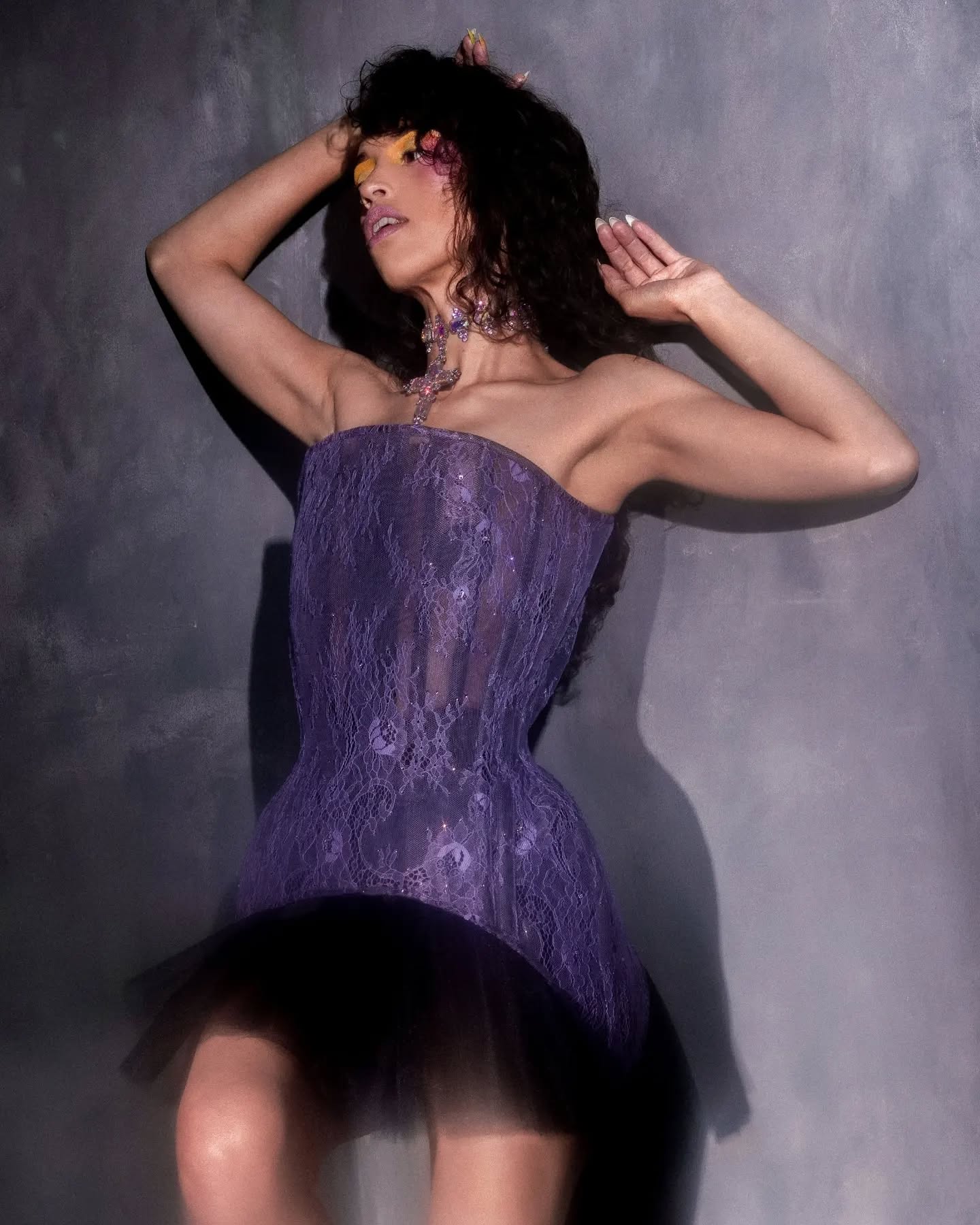 Look 9
Black net and French purple lace corset with oversized hips and violet Zodiac crystals from @crystalparadeuk ✨️
Photography - @mattia_attorre
Model - @fernnyyfern
Makeup - @ellis_atlantis
Statement necklace - @catacomb.saints
Studio - @vsionarystudios
#fashion #couture #bespoke #couture #madeinuk #madetomeasure #bride #bridesmaids #bridal