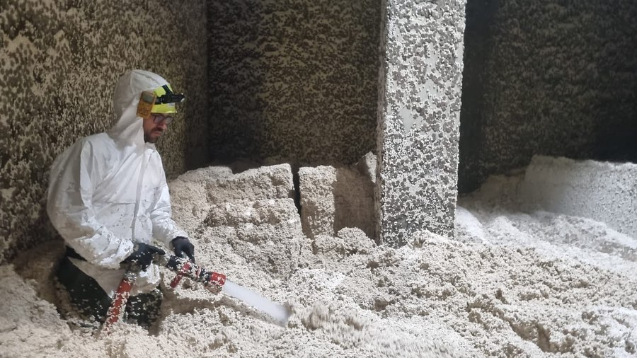 Vidange de biomedia , bille de polystyrène, conditionnements en bigbag #biomedia #filtration #step région lyonnaise