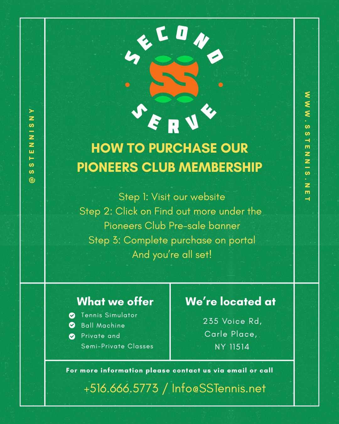 T-minus 24 hours till our Pioneers Club Drop at 12pm EST tomorrow! Here are the steps to purchase! link in bio too!🎾🎾🎾
#tennis #tennissimulator #secondserve #secondservetennis #sstennis #tennisclub #longisland #newyork