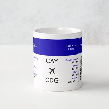 Idée originale pour les voyageurs 😁 votre tasse carte d'embarquement CAYENNE ✈️ PARIS
.
.
Venez découvrir le reste de la gamme sur le site www.labelguyaneshop.com
.
.
#guyane #guyanefrancaise #mug #tasse #avion #voyage
#produitsartisanaux #artisanat #drapeauguyane #entrepriselocale #yana #cadeau #cayenne #labelguyane #kourou #labelguyane #labelguyaneshop