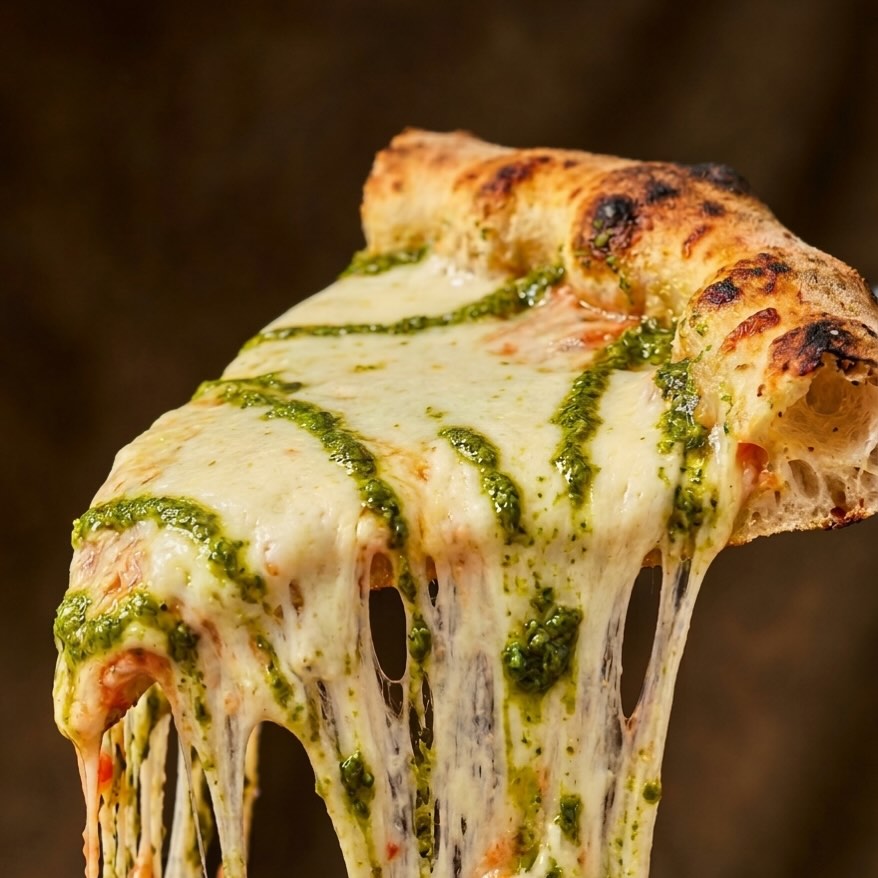 Pizza Margarita Pesto con Mozzarella de Búfala. Un sabor que se disfruta con cada mordida. 🧡
#bittapizza #coolpizza