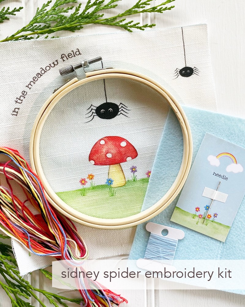 Sweet Sidney Spider embroidery kit is available not just on website but on Etsy, Folksy, eBay and Tedooo! 🍄🕷️
My kits have the full design printed so you can embroider as much or as little as you like! Perfect for a quick 5 minutes when you have a moment or great for someone just starting out!
Check out my shopping highlights for links to my shops 🌷