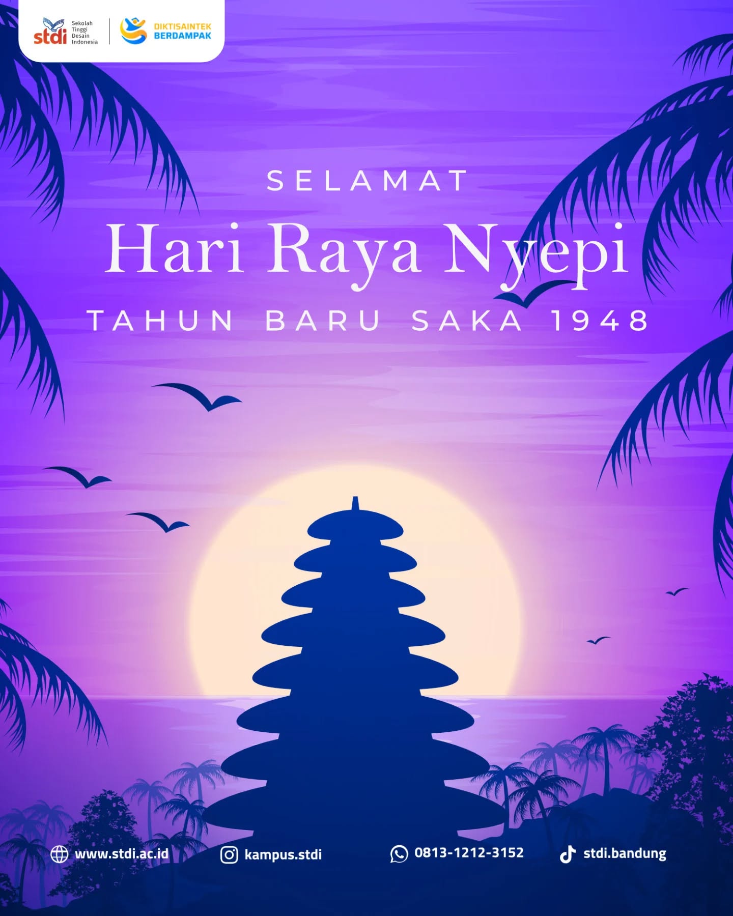 Dalam hening, kita belajar mendengar. Dalam sunyi, kita menemukan makna.
Selamat Hari Raya Nyepi, Tahun Baru Saka 1948 🌿
Semoga momen keheningan ini membawa kedamaian, refleksi diri, dan awal yang lebih baik untuk perjalanan ke depan.
Mari sejenak berhenti dari hiruk-pikuk dunia, untuk kembali mengenal diri dan meresapi makna kehidupan.
#HariRayaNyepi #Nyepi2026 #STDI #RefleksiDiri
