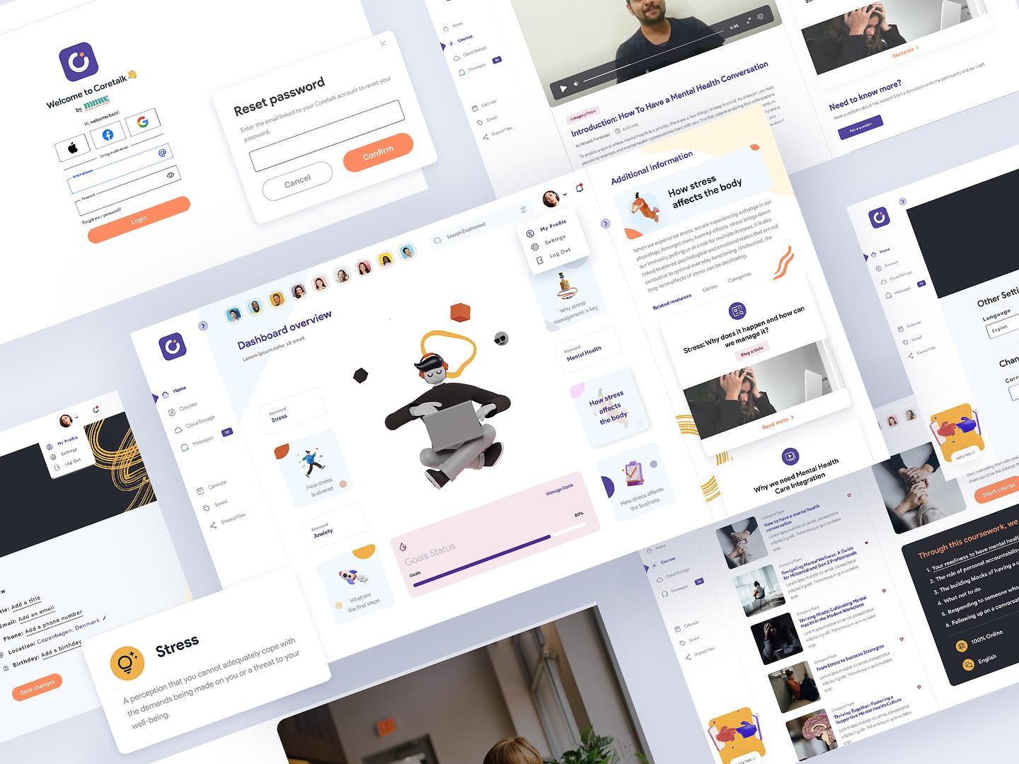 First MVP done for CoreTalk, a new platform in current development by @mmw4impact where I have been able to participate since I started volunteering with them as a visual and UI/UX designer. We presented this as part of the talk at @talentgarden_denmark in Copenhagen back in November 2022 and the event was a true success!
Coretalk’s goal is to deliver a digital platform to educate and train HR & Middle managers who are leading the younger generations on the importance of mental health.
To read the full case study, please visit my portfolio page https://www.carlaleiva.com/coretalk
Team and credit:
Kristian Pedersen (Project manager)
Subhi Irshed (Strategic focus)
Imad Farooqui (Psychologist)
Carla Leiva (UX/UI)
Sofia Plakandra (End Customer Focus)
Daniel Brasholt (Software infrastructure and development)
#mentalhealth #mentalhealthawareness #mentalhealthmatters #mvp #uidesign #uxdesign #copenhagen #denmark #prototype #event #uidesigner #uxdesigner #development #education #management #team