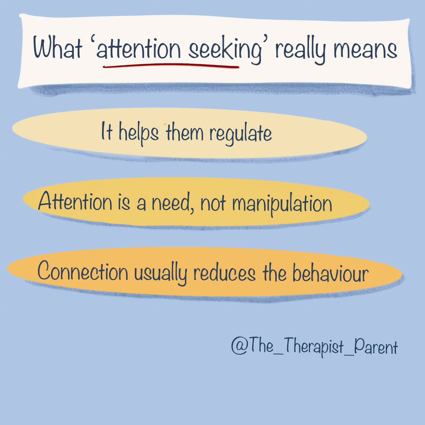 When adults say a child is “attention seeking,” it’s usually meant as a criticism.
But attention is actually a biological need for children.
Connection helps regulate their nervous system. When that need is met, the behaviour often settles on its own.
This doesn’t mean ignoring boundaries.
It means understanding what the behaviour is communicating first.
I talk more about this in my book Guidance from The Therapist Parent and in my short parenting videos.