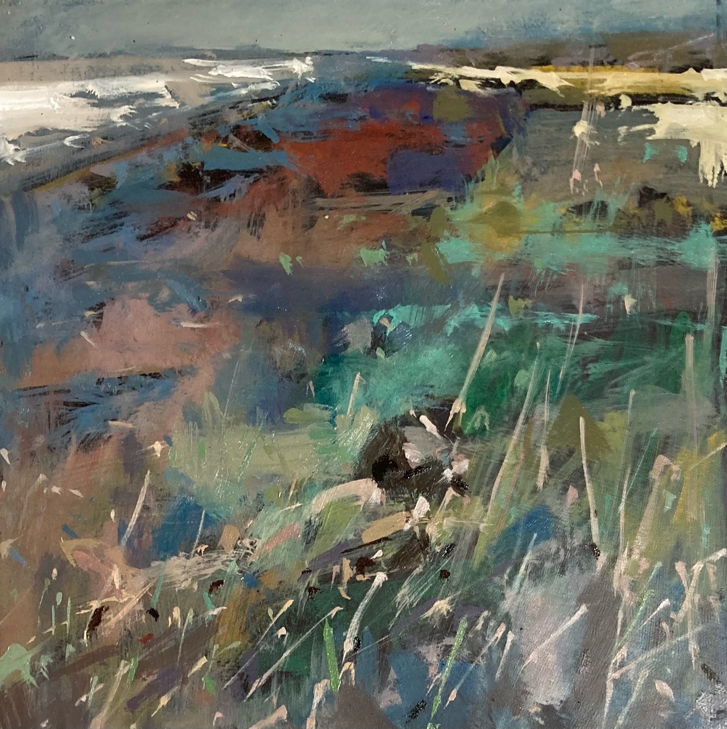 I was at the beach this morning, I needed to get out into the landscape. Was fun if a bit of a challenge with the wind, I parked myself behind the roots of a tree to get a bit of shelter.