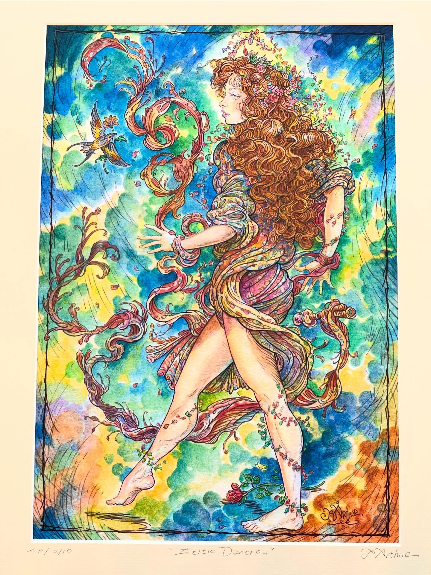 “Celtic Dancer” here’s to all those with some Shamrock in your step! A new original size limited edition watercolor from John Arthur only at MYSTWOOD GALLERY!
# Celtic#reniassance#watercolor#dancer# fantasyart