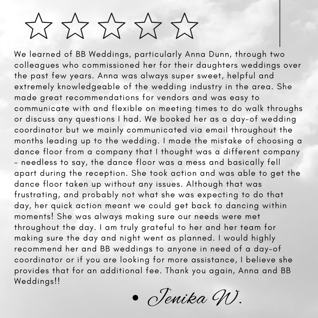 ⭐️⭐️⭐️⭐️⭐️
.
.
.
#bbweddings #weddings #sarasota #sarasotaweddingplanner #sashibaez #annadunn #reviews #5starreview #designer