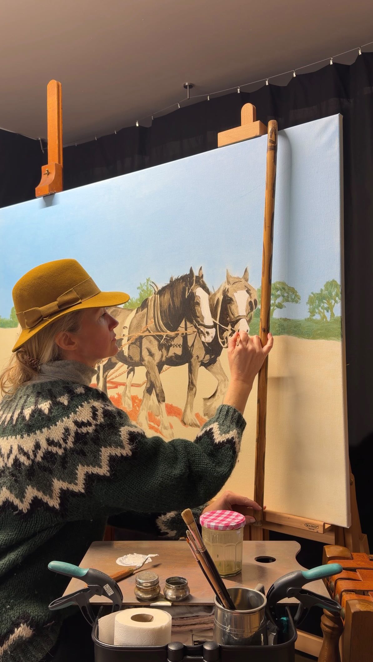 Creative planning/nature, painting large commission, skiing, sketching new story/eating cake, avalanche education… and repeat… #painting #artcommissions #andorra #artist #jasminelillebyart