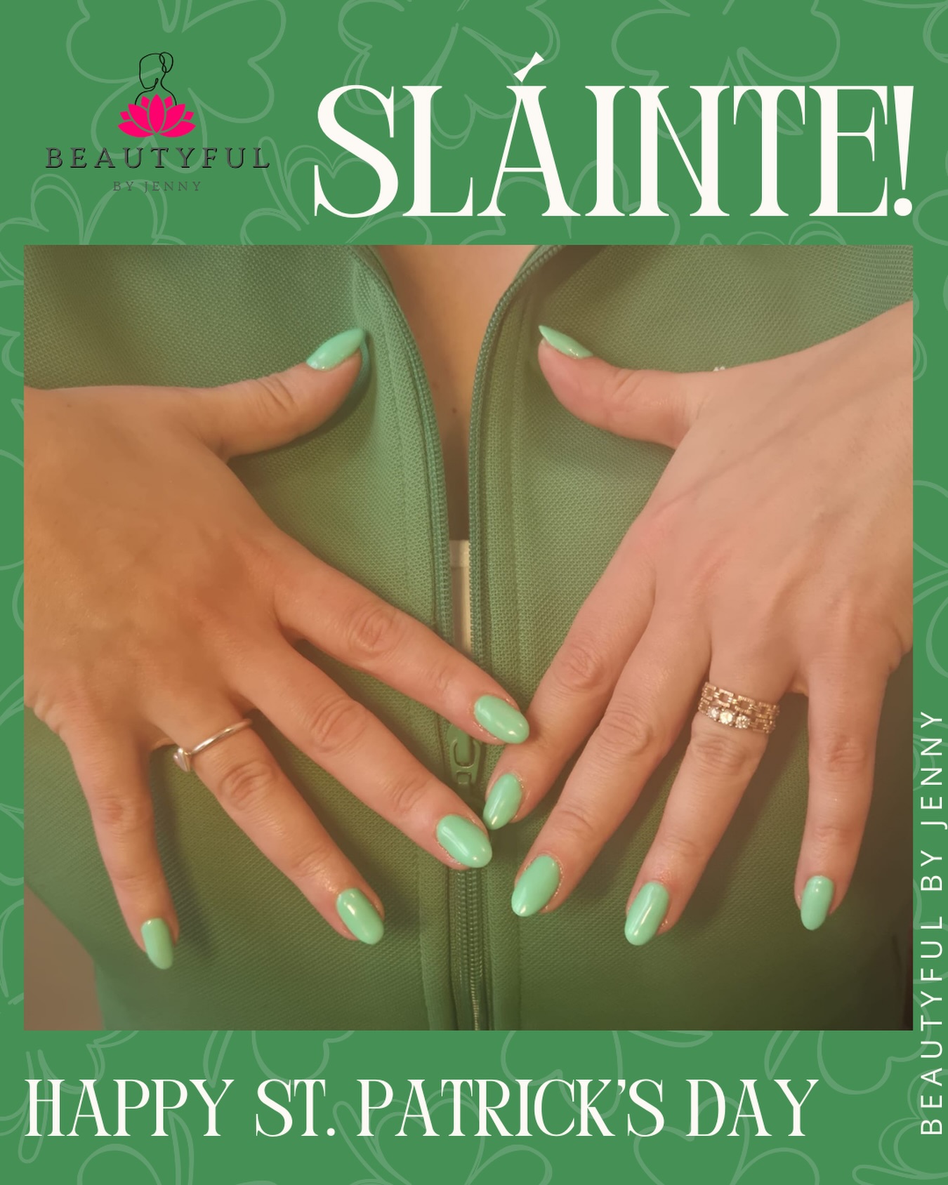 Happy Saint Patrick’s Day from Beautyful by Jenny!
I loved having everyone booked in for their festive nails over the last few days! 💅
I’ve absolutely adore seeing all the different shades of green leave the salon! ☘️✨
Wishing you all a lucky (and stylish) few days ahead! 🥂💚
#festivenails #patricksdaynails #manicure