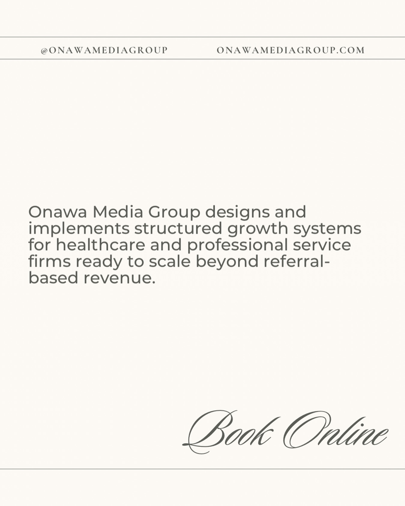 Most firms rely on referrals- but referrals aren’t a growth strategy.
Onawa Media Group designs and implements structured growth systems that help healthcare and professional service firms scale with clarity, consistency, and control.
onawamediagroup.com
#Strategy #Consulting #Referrals #BusinessOwner #Entrepreneurship